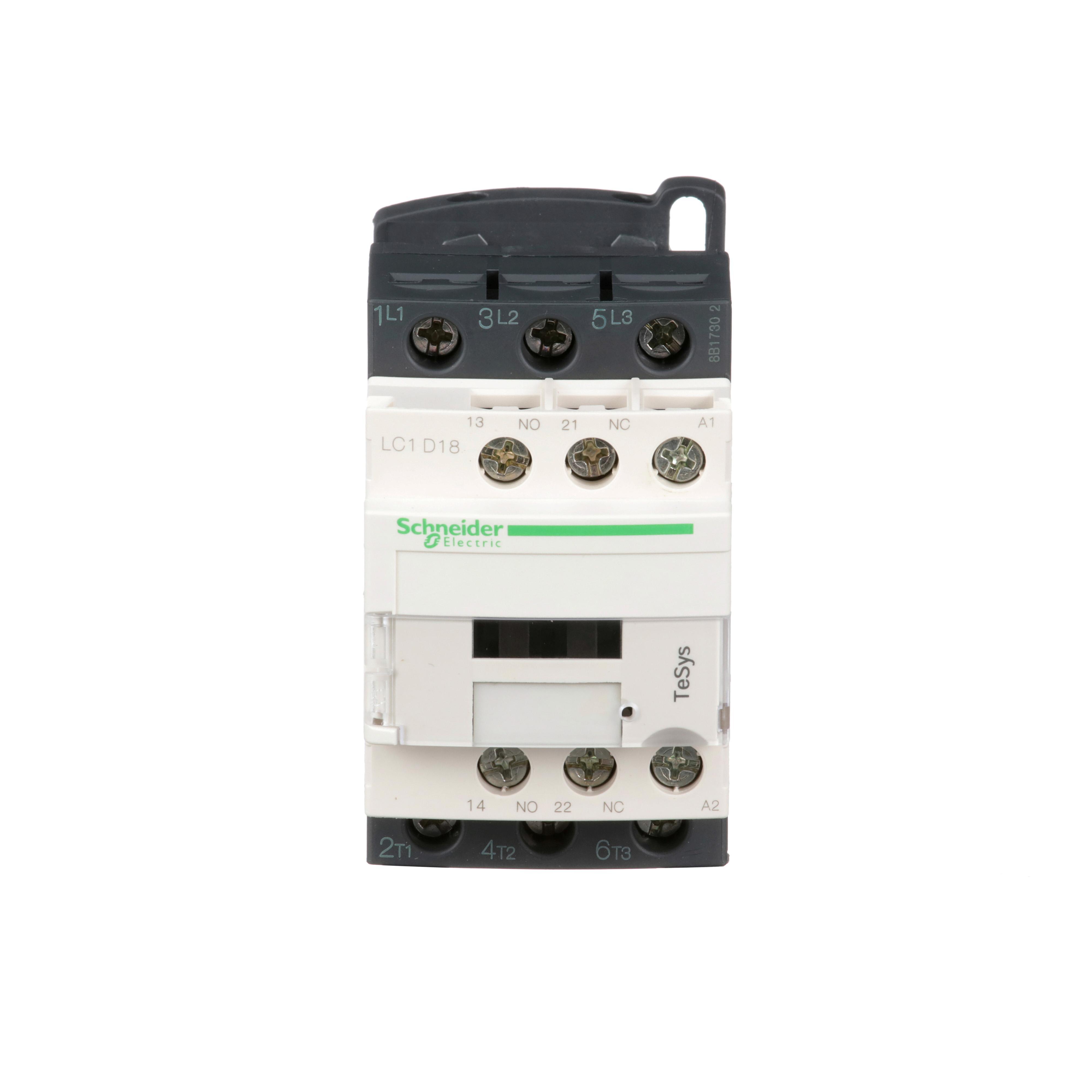 Schneider Electric LC1D18B7 LC1D Direct On-Line IEC Contactor, 24/690 V AC, 300 V DC V Coil, 18/32 A, 3NO Contact, 3 Poles
