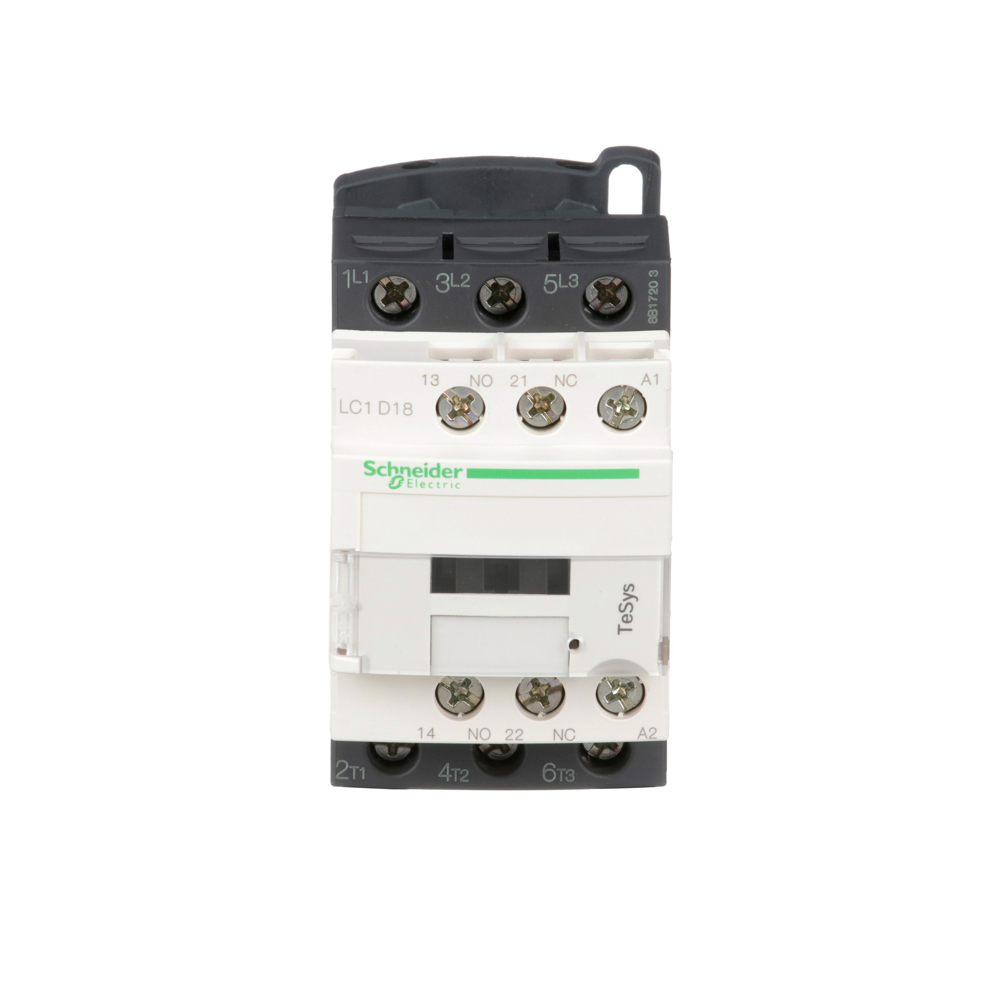 Schneider Electric Square D™ TeSys™ D LC1D18U7 Direct On-Line Standard IEC Contactor, 240/690 V AC, 300 V DC V Coil, 18/32 A, 3NO Contact, 3 Poles