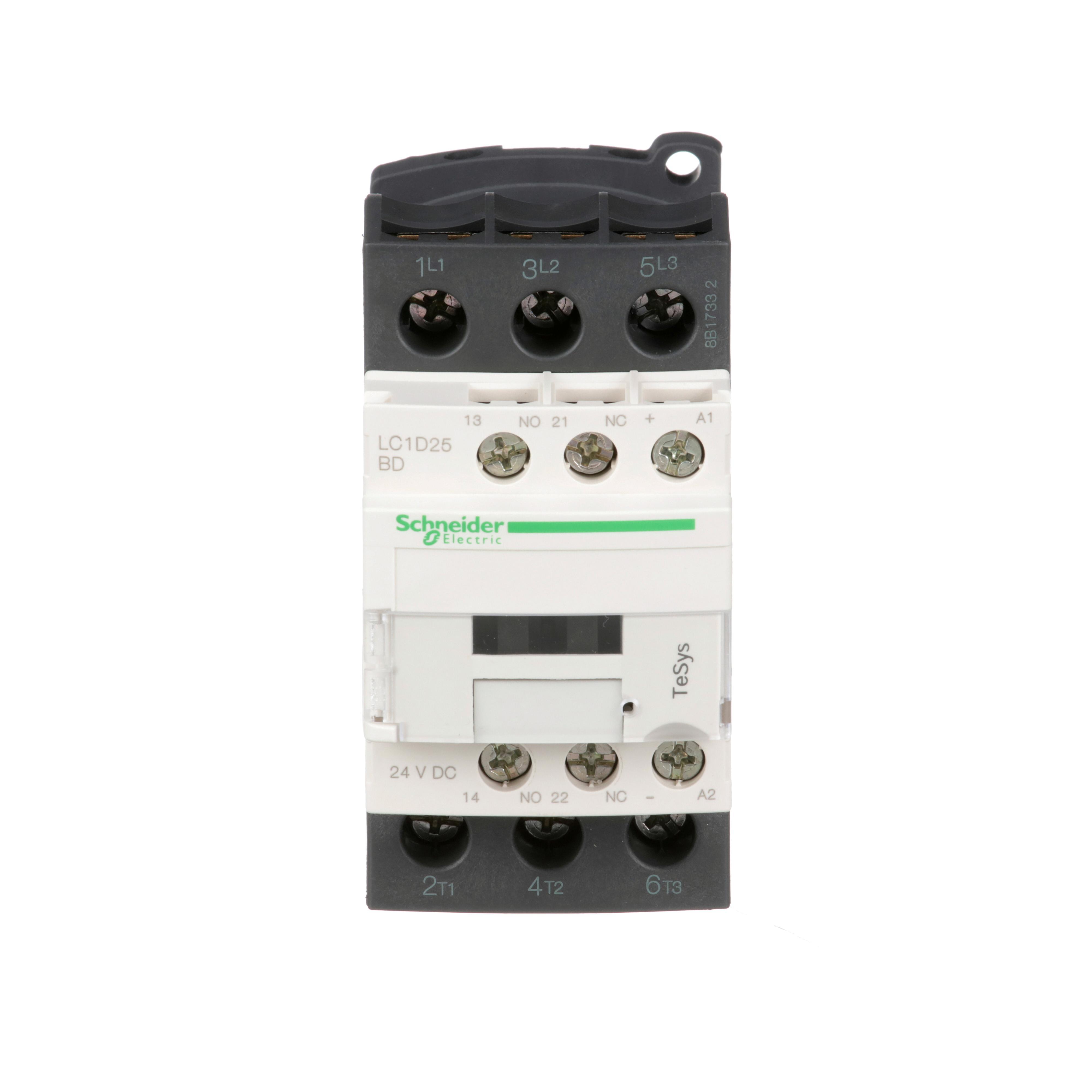 Schneider Electric Square D™ TeSys™ D LC1D25BD Direct On-Line Standard IEC Contactor, 690 V AC, 24/300 V DC V Coil, 25/40 A, 3NO Contact, 3 Poles