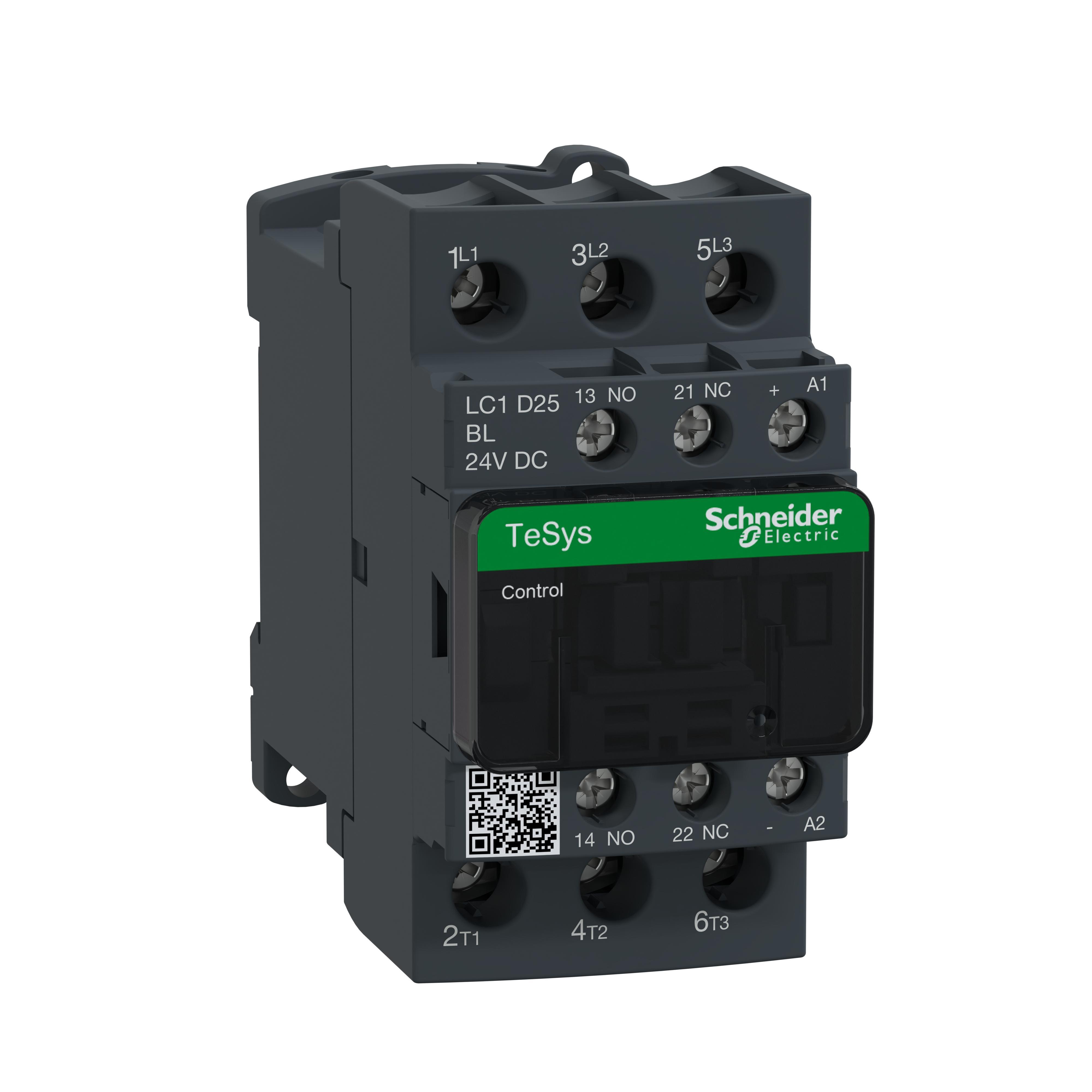 Schneider Electric Square D™ TeSys™ D LC1D25BL Direct On-Line Low Consumption IEC Contactor With Protective Cover, 24/690 V AC, 300 V DC V Coil, 25/40 A, 3NO Contact, 3 Poles