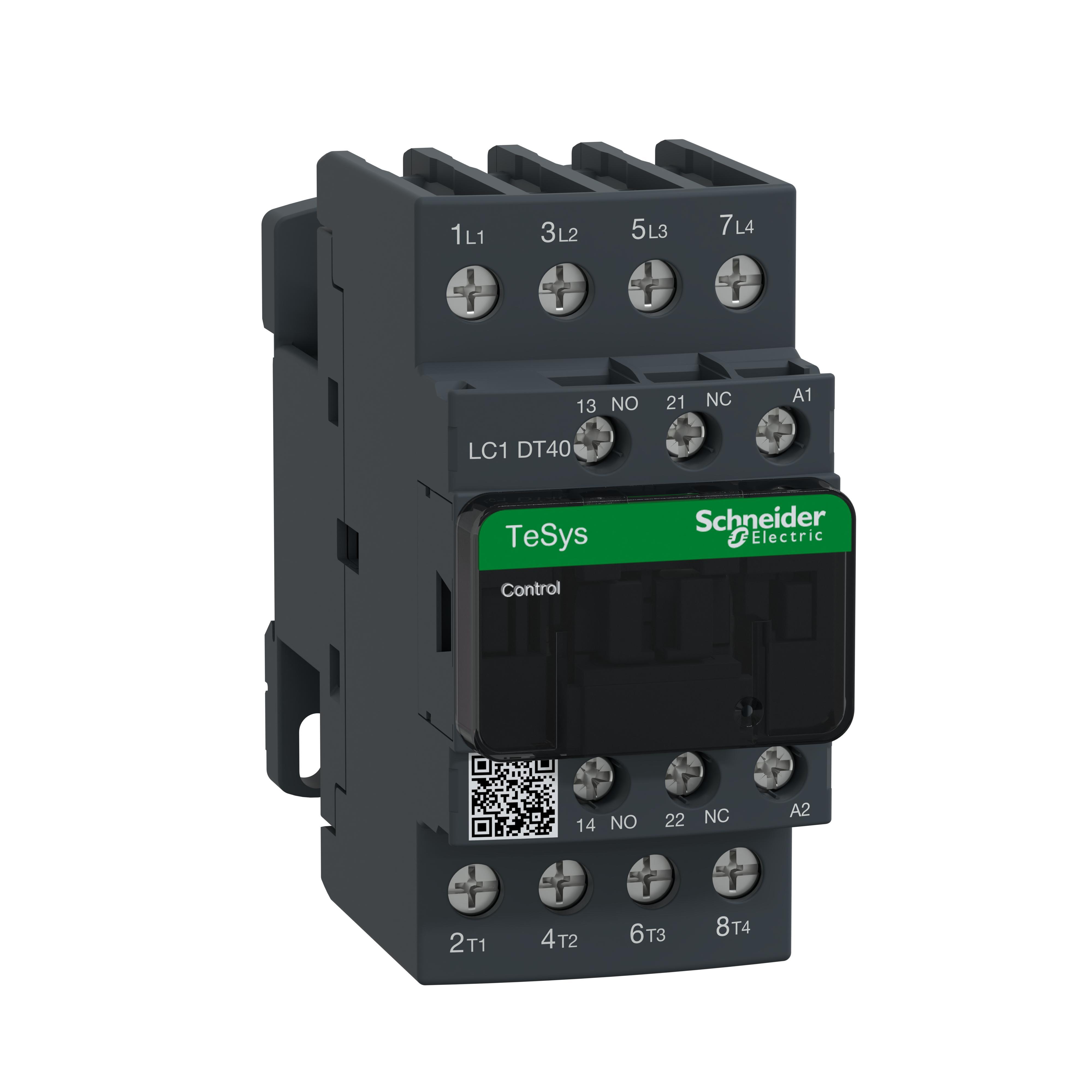 Schneider Electric TeSys™ D LC1DT40G7 D-Line LC1D IEC Contactor, 120/690 V AC, 300 V DC V Coil, 40 A, 4NO Contact, 4 Poles