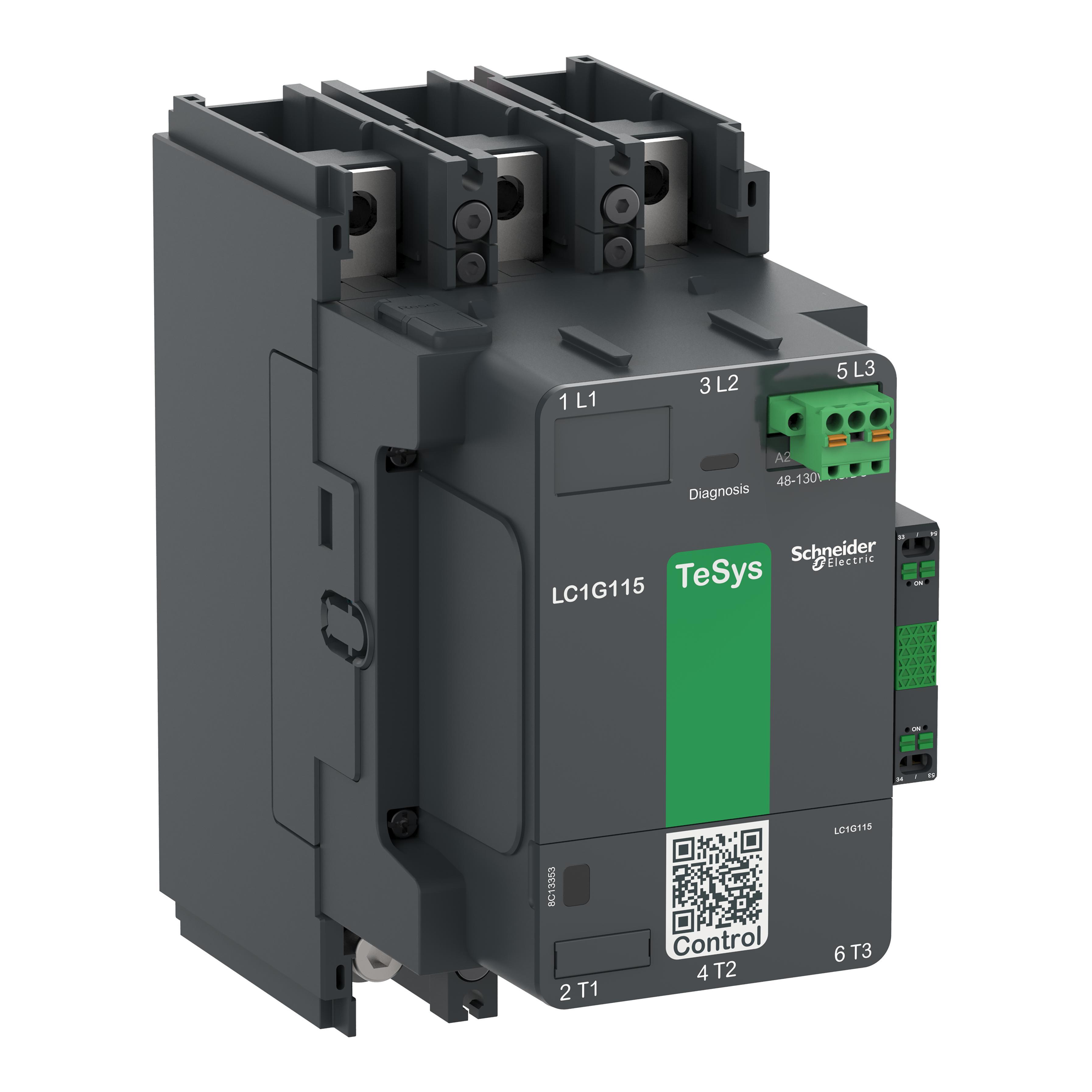 Schneider Electric LC1G150KUEN LC1G TeSys Giga High Power Contactors, 1000 V AC at 50/60 Hz, 300 V DC V Coil, 150 A, 3NO Contact, 3 Poles