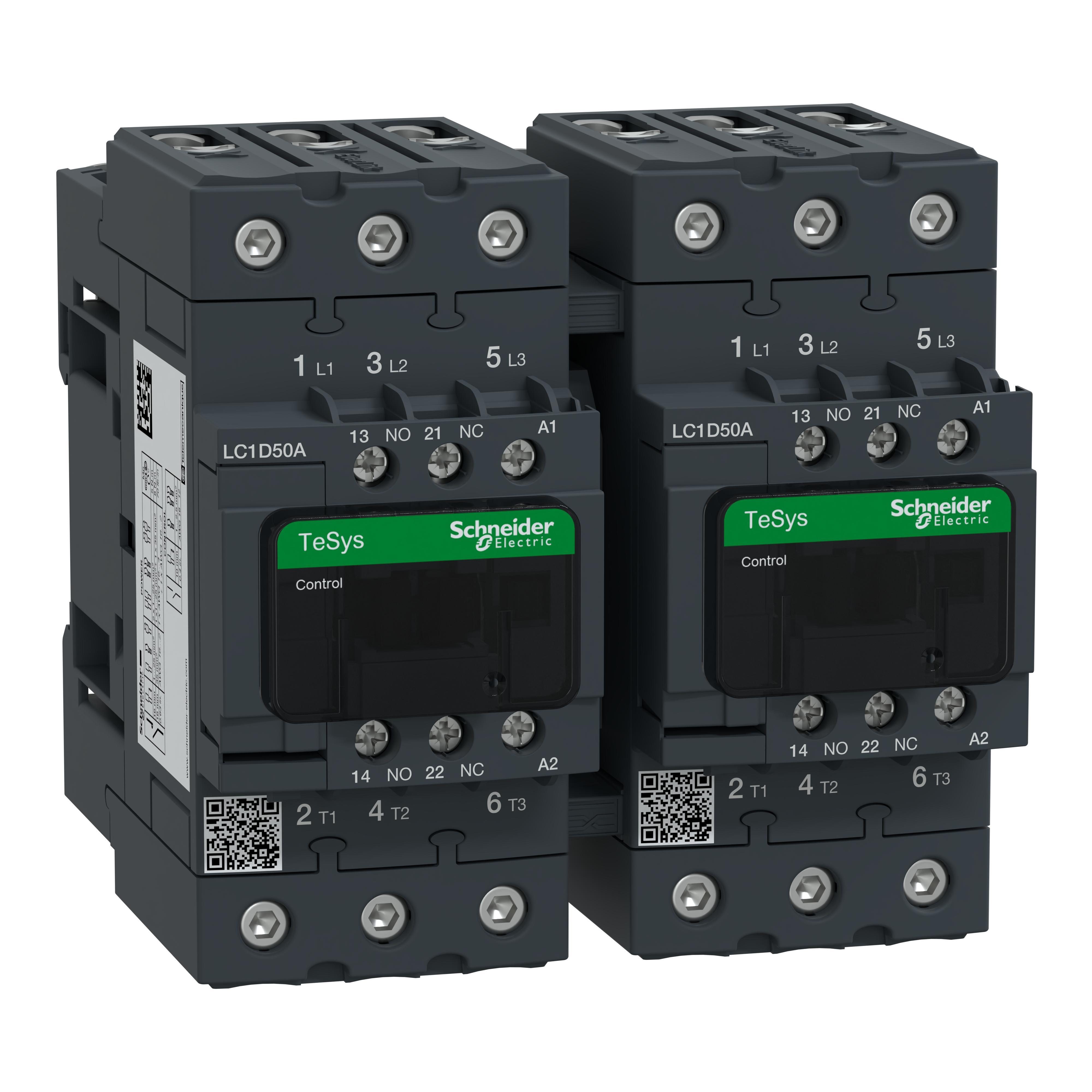 Schneider Electric EverLink Square D™ TeSys™ D LC2D50AG7 LC1D D-Line Mechanical Standard IEC Contactor With Protective Cover, 120 V AC 60Hz, 300 V DC V Coil, 50/80 A, 3NO Contact, 3 Poles