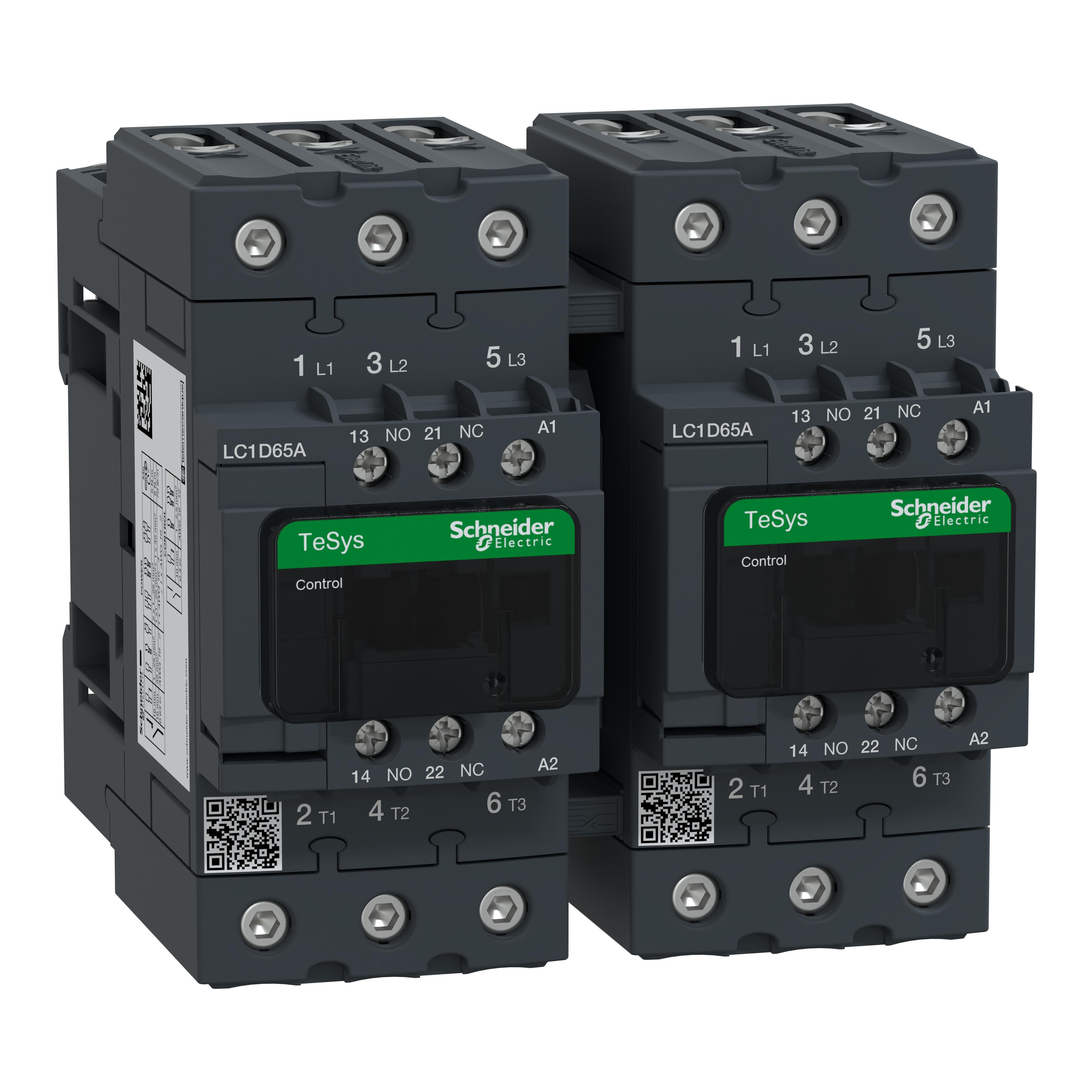 Schneider Electric EverLink Square D™ TeSys™ D LC2D65AG7 LC1D D-Line Mechanical Standard IEC Contactor With Protective Cover, 120/690 V DC, 300 V DC V Coil, 65/80 A, 3NO Contact, 3 Poles