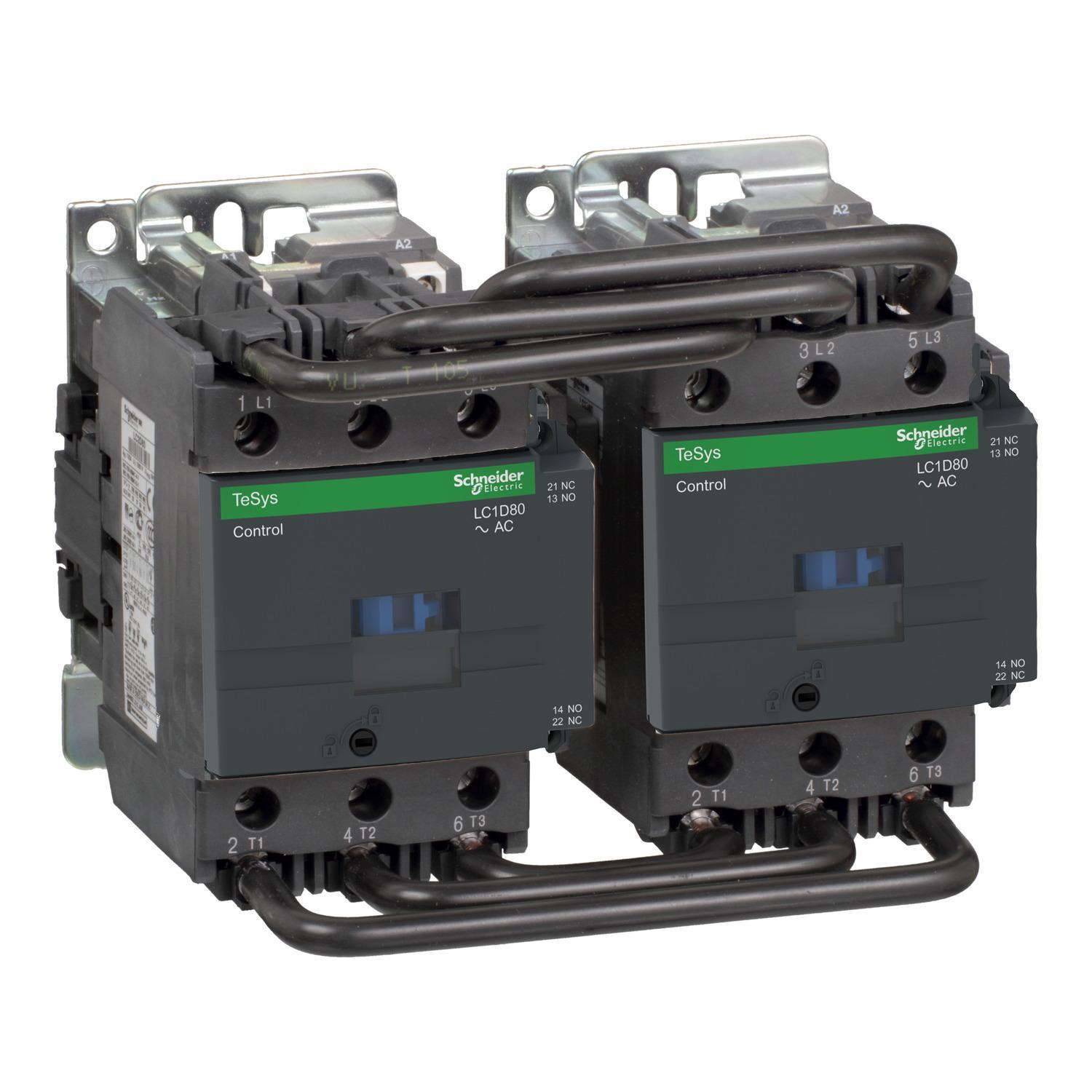 Schneider Electric Square D™ TeSys™ D LC2D80G7 LC1D D-Line Mechanical IEC Contactor With Protective Cover, 120/1000 V AC, 300 V DC V Coil, 80/125 A, 3NO Contact, 3 Poles