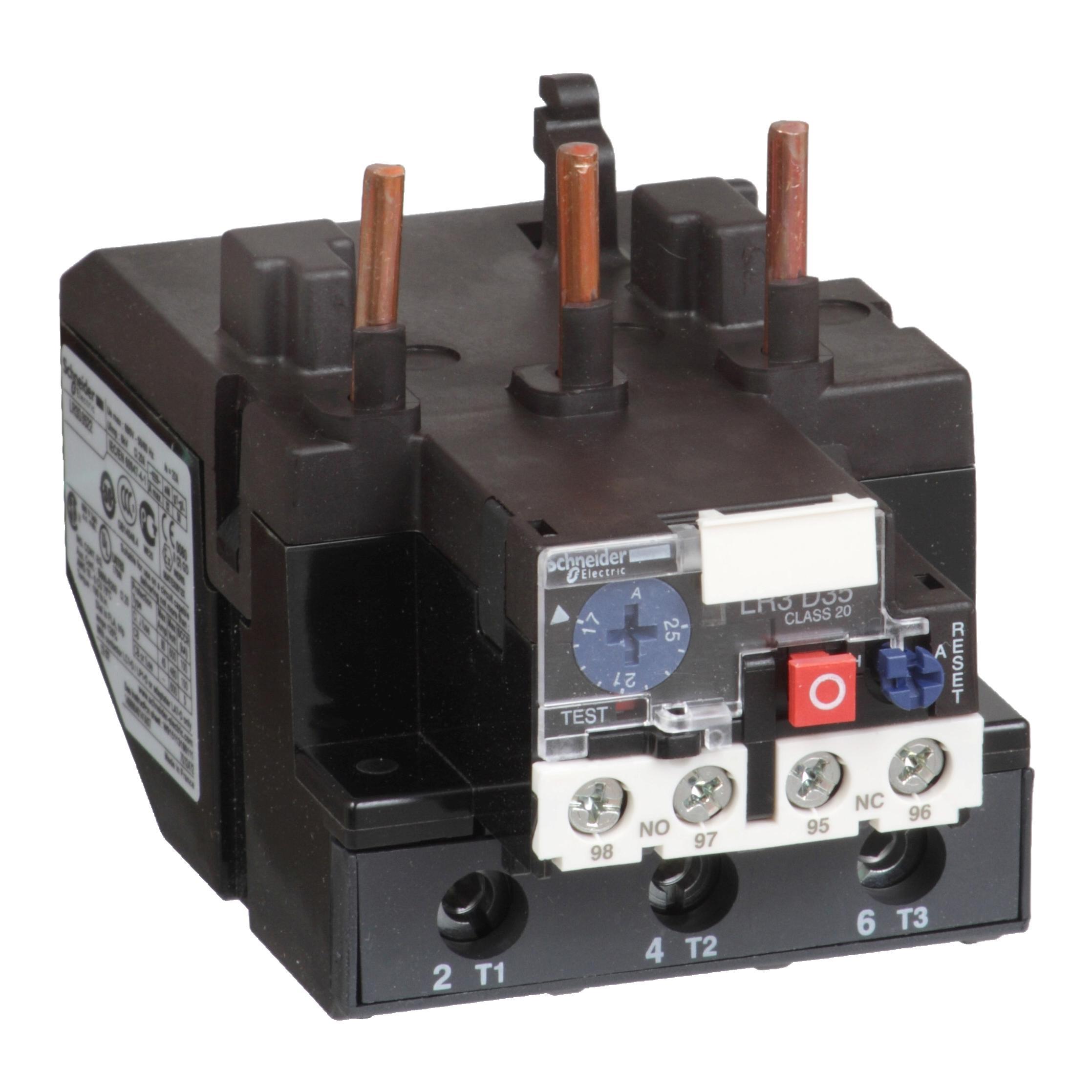 Schneider Electric Square D™ LR3D3553 TeSys™ LR3D Non-Differential Thermal Overload Relay, 23 to 32 A, 1NO-1NC 1 Form A/1 Form B Contact