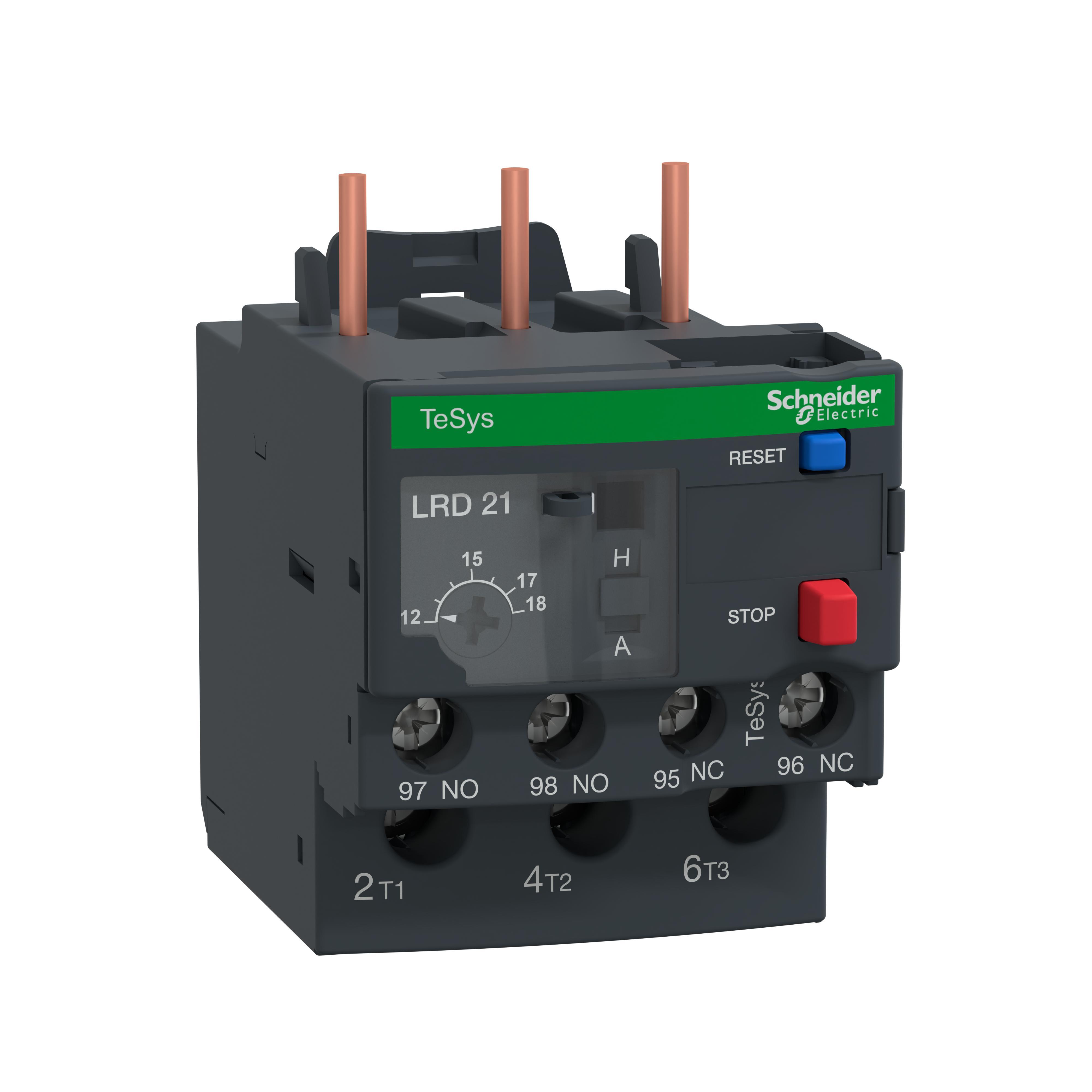 Schneider Electric TeSys™ LRD21L D-Line Bi-Metallic Differential Thermal Overload Relay, 12 to 18 A