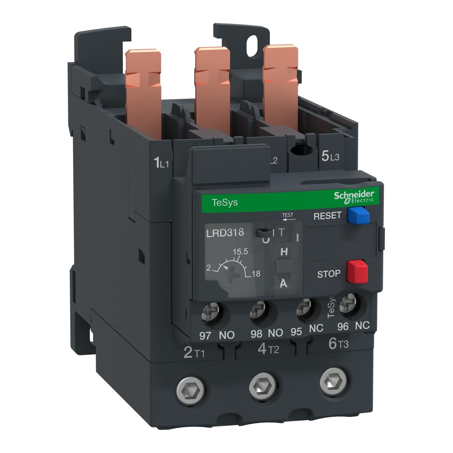 Schneider Electric Square D™ TeSys™ LRD LRD318 Bi-Metallic Differential Thermal Overload Relay With Everlink Power Terminal, 12 to 18 A, 690 V AC V Coil