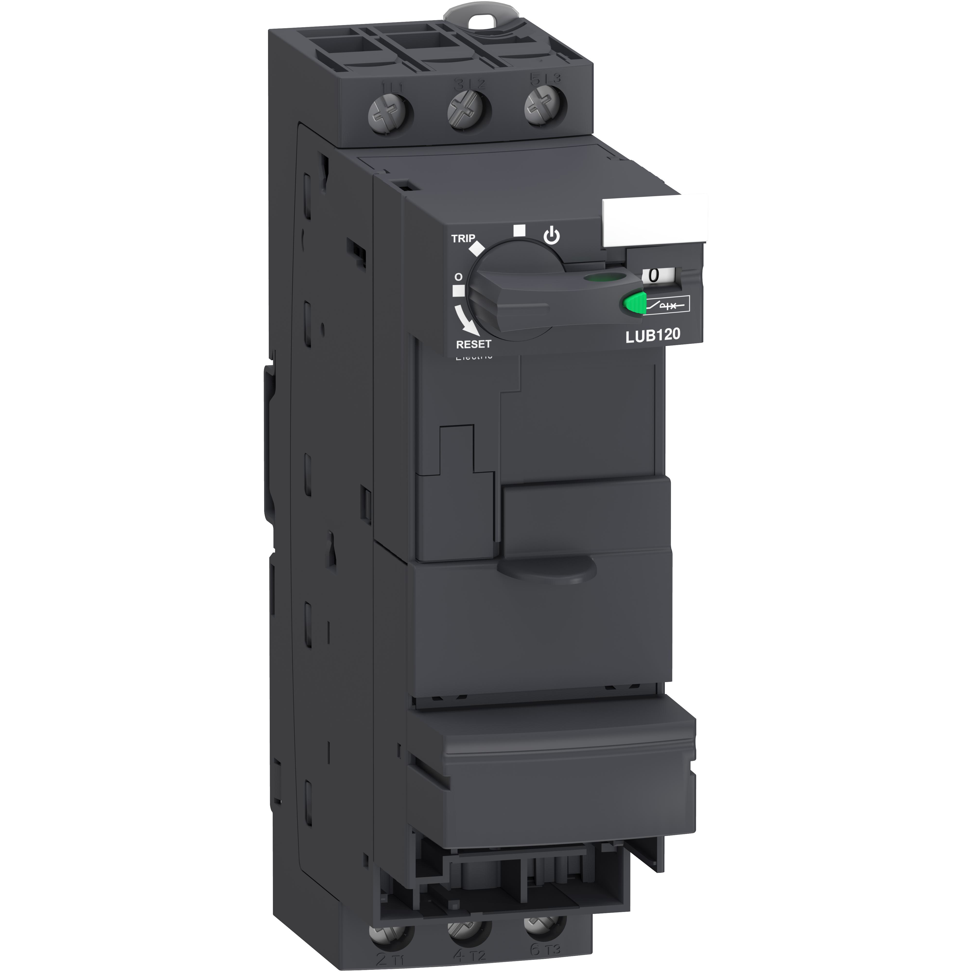 Schneider Electric Square D™ TeSys™ U LUB120 3-Pole Non-Reversing Power Base, For Use With TeSys™ U U-Line Motor Starter, 1NO-1NC, Screw Clamp Terminal, 12 A, 230 to 440 V AC, 500 to 690 V AC, 13 to 140 deg F Temperature, 40 to 60 Hz
