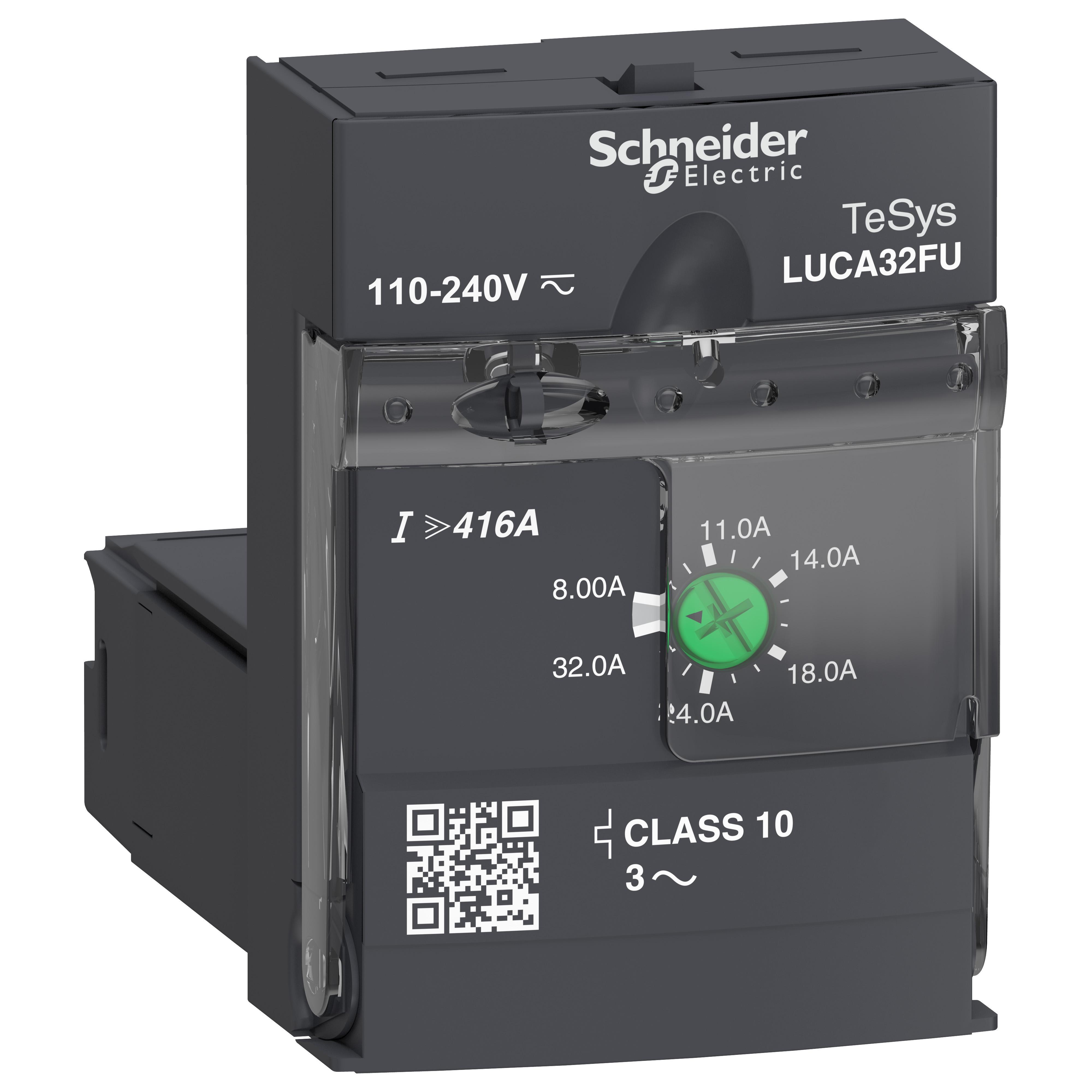 Schneider Electric Square D™ TeSys™ U LUCA32FU 3-Phase Manual Solid State Standard Control Unit With Class 10 Solid State Reset, 3 Poles, For Use With LUFC00 and LUFN Communication Module