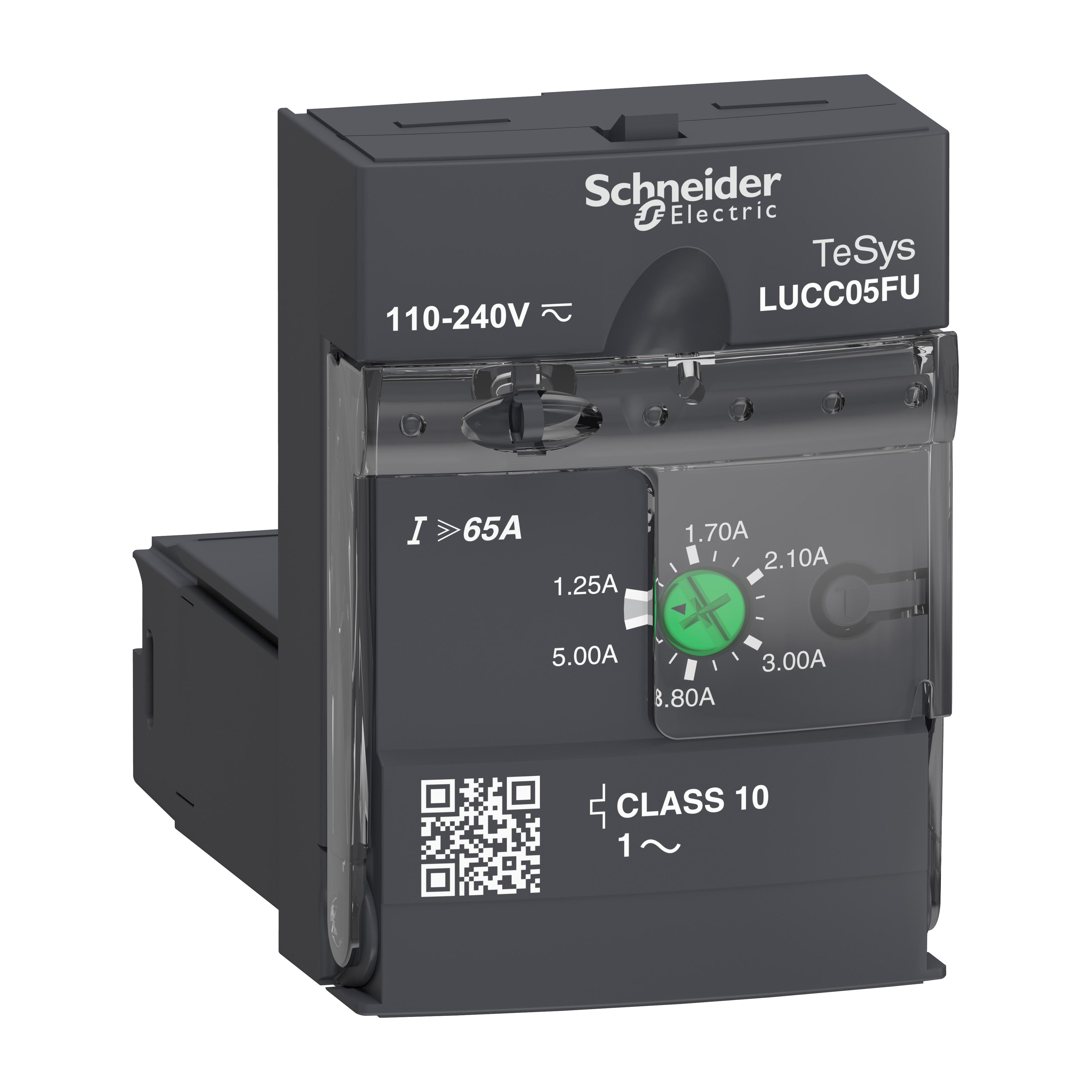 Schneider Electric Square D™ TeSys™ U LUCC05FU Plug-In Front Face Advanced Control Unit, 1 Poles, For Use With LUFN/LUFC00 Power Base and LU2B12FU/LU2B32FU/LU2B38FU Reversing Contactor Breaker