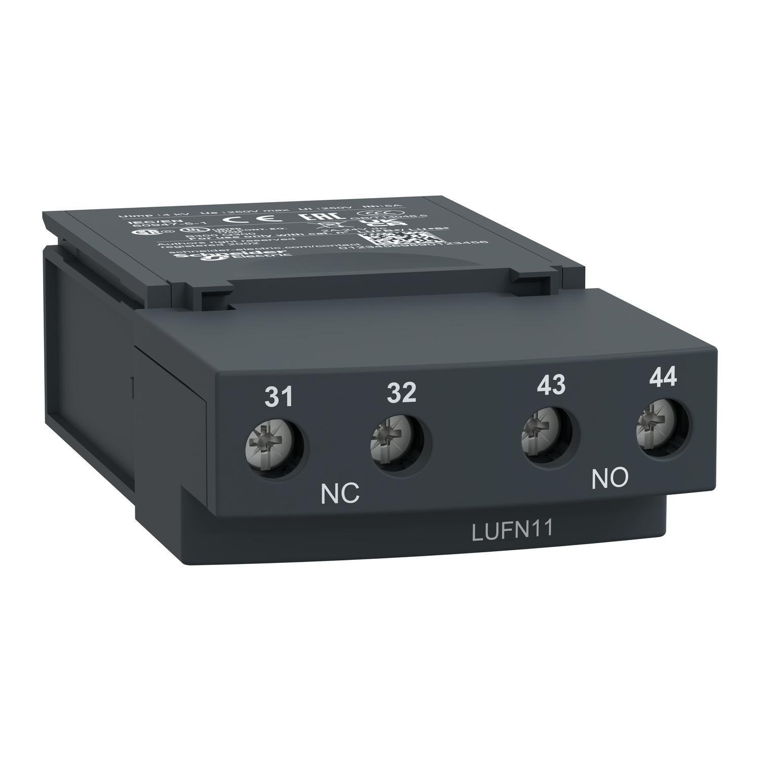 Schneider Electric LUFN11 Auxiliary Contact Module, 2 Poles, For Use With TeSys™ U Simple Motor Starter