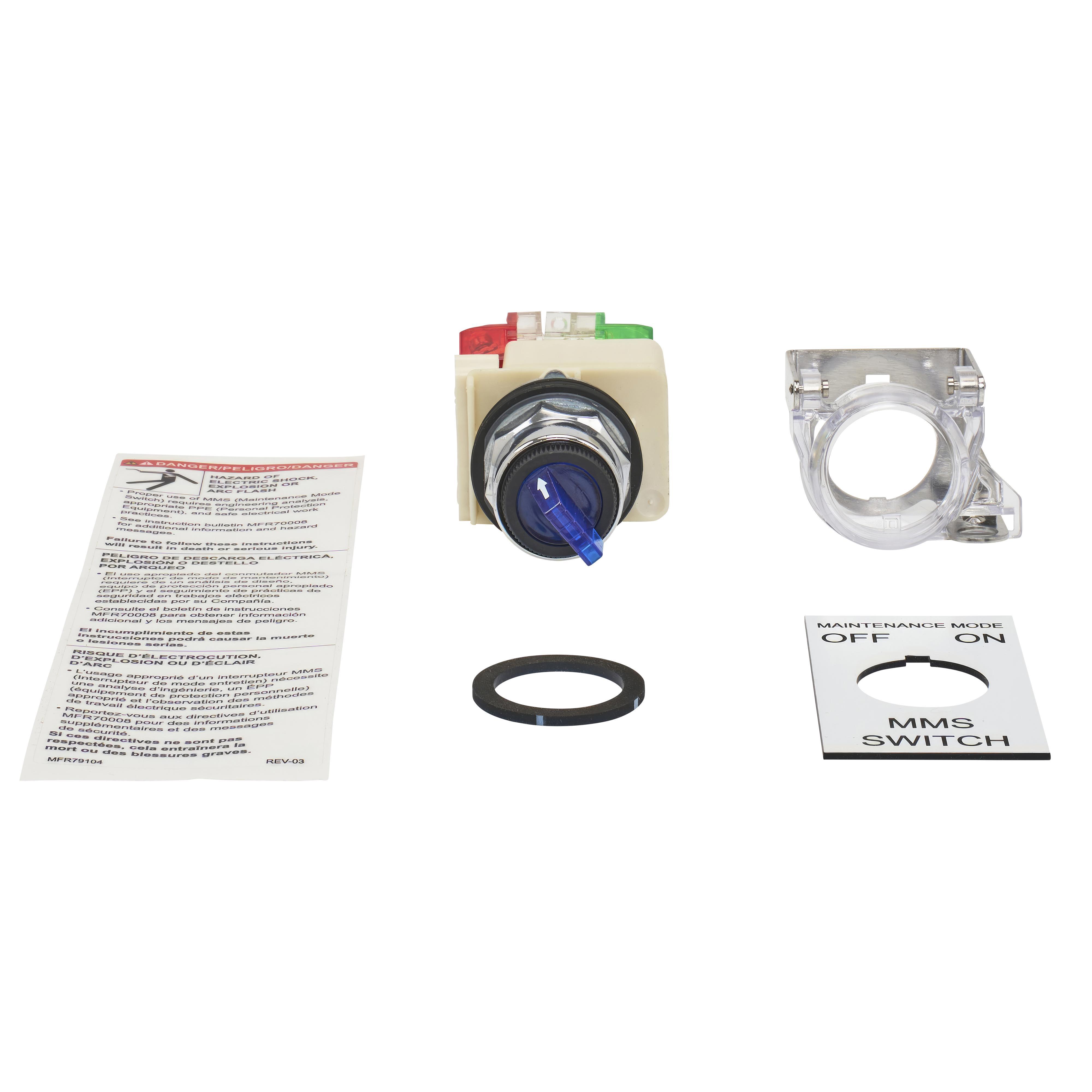 Schneider Electric Square D™ LV429658 Maintenance Mode Switch Kit, For Use With PowerPact™ M/P/R Frame Circuit Breaker, 24 V, Bolt-On Mounting Mode, Front Mounting Location, 2 LED Display, Blue Display Color, NEMA Enclosure
