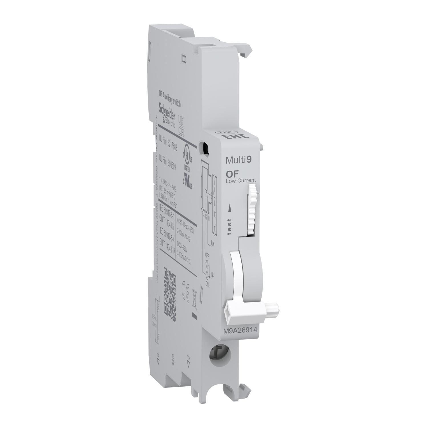 Schneider Electric M9A26914 Auxiliary Contact, 24 to 250 VAC, 24 to 220 VDC, 2 to 100 mA, 1 Contacts, Clamp Terminal Connection