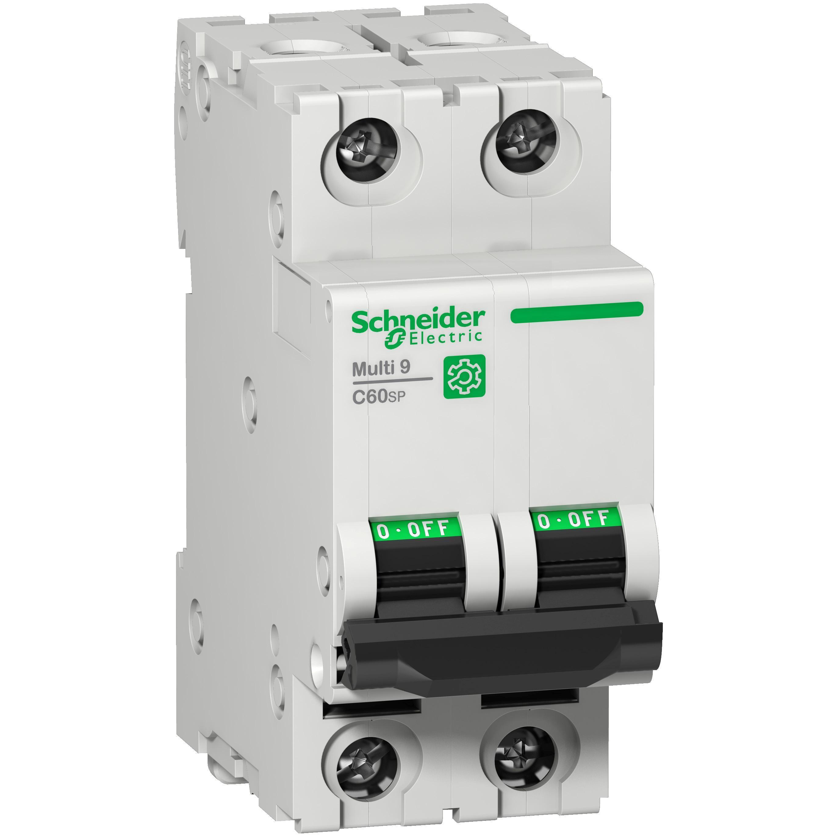 Schneider Electric M9F22201 C60SP Multi-Standard Miniature Circuit Breaker, 240/415/440 V AC, 1 A, 10 kA Interrupt, 2 Poles, Thermal Magnetic Trip
