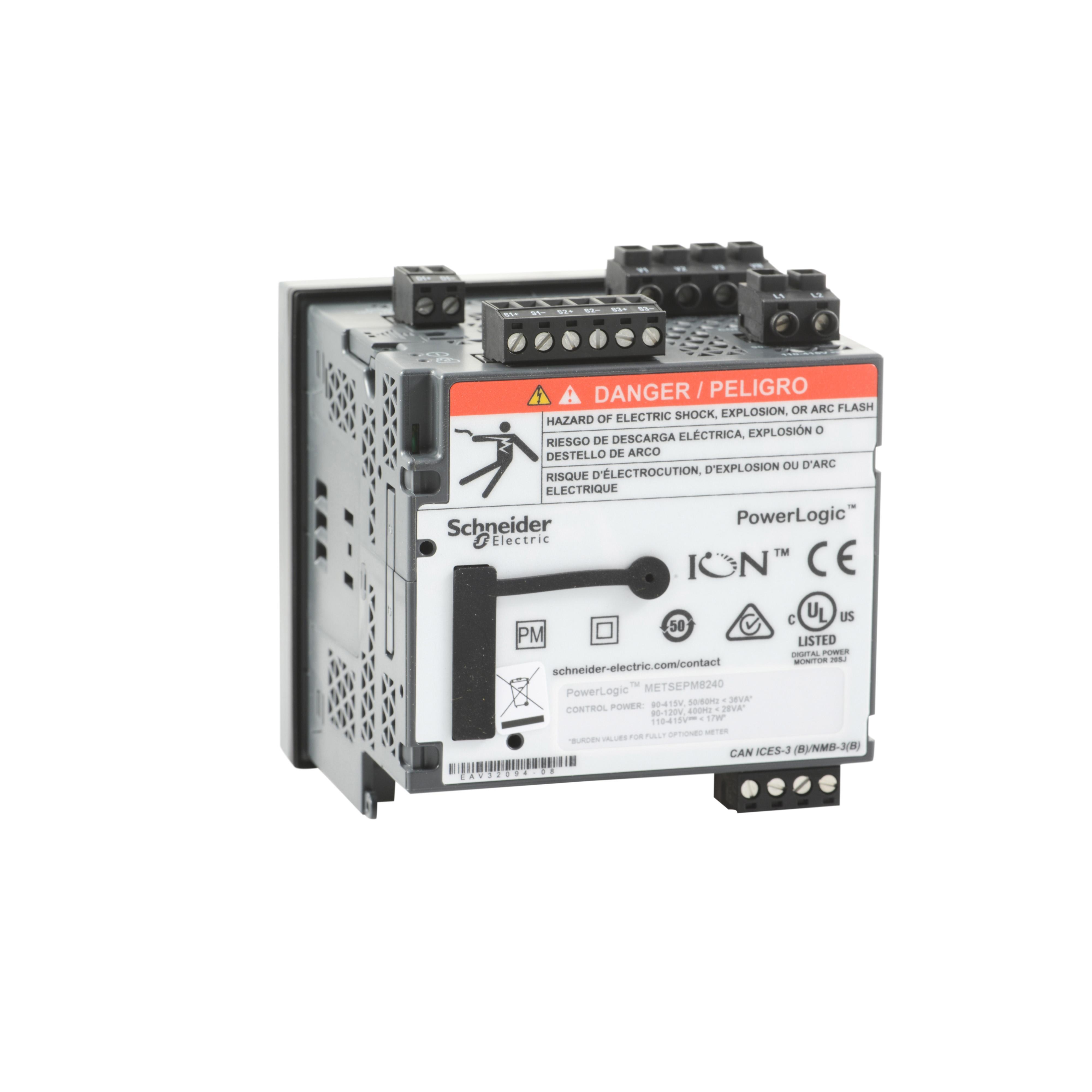 Schneider Electric PowerLogic™ METSEPM8240 PM8000 Power Meter, 90 to 415 V AC/120 to 300 V DC, 1/5/10 A, 50/60 Hz, 18 to 36 VA Power Rating, 0.3 mOhm