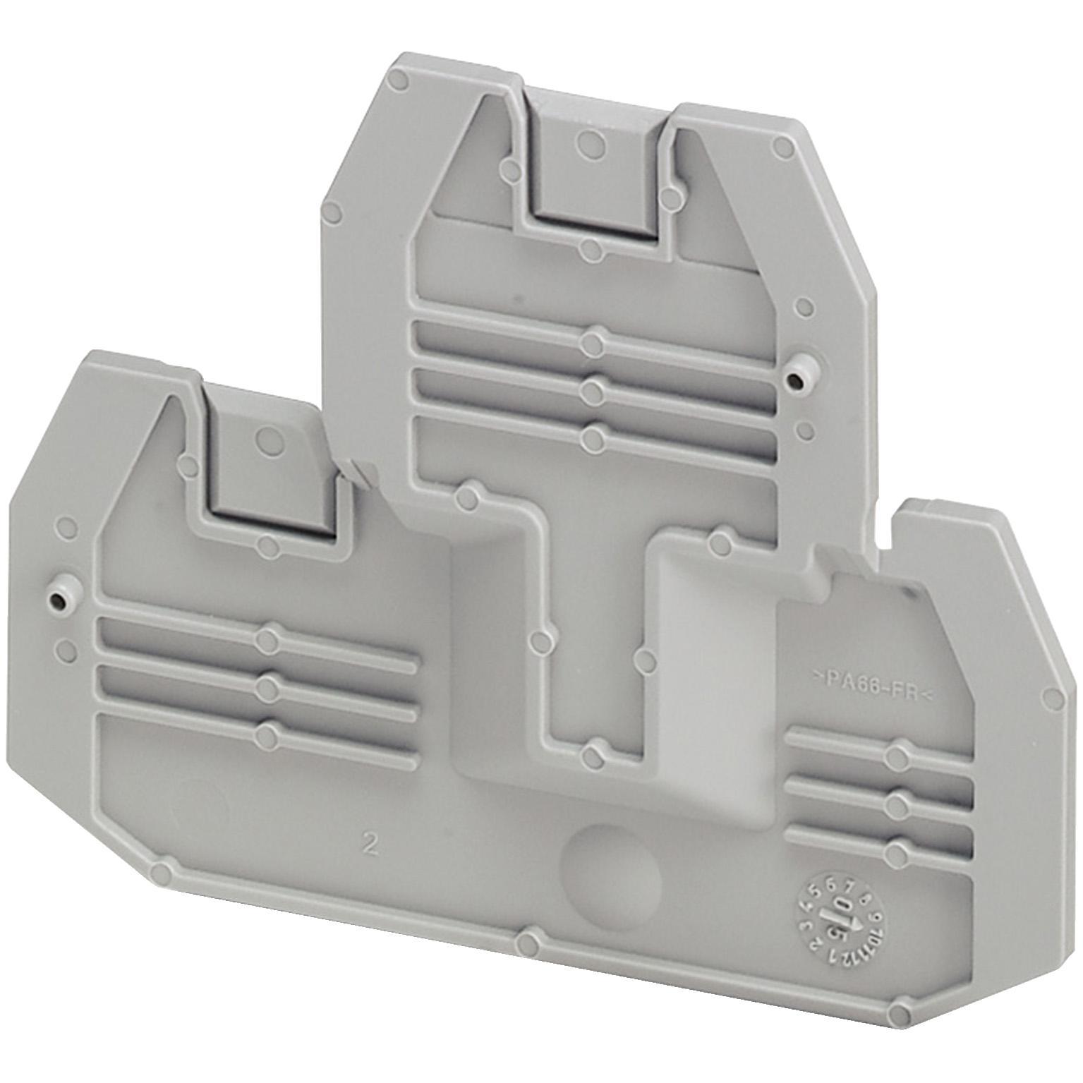 Schneider Electric Linergy™ NSYTRACE24 End Cover Plate, For Use With Linergy™ TR Series 4-Point 2.5 to 4 sq-mm 1 x 1 in Double Level Screw Terminal Block, 2-Terminal, Gray
