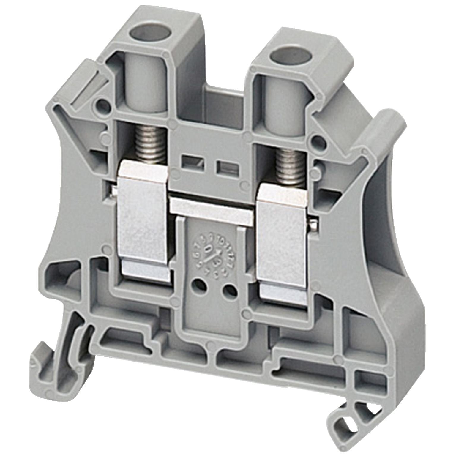 Schneider Electric Linergy™ NSYTRV102 TRV 1-Level 2-Point Feed Through Terminal Block, 600 V AC, 65 A, 20 to 6 AWG Wire, 1 Poles, Clip-Fit Mount