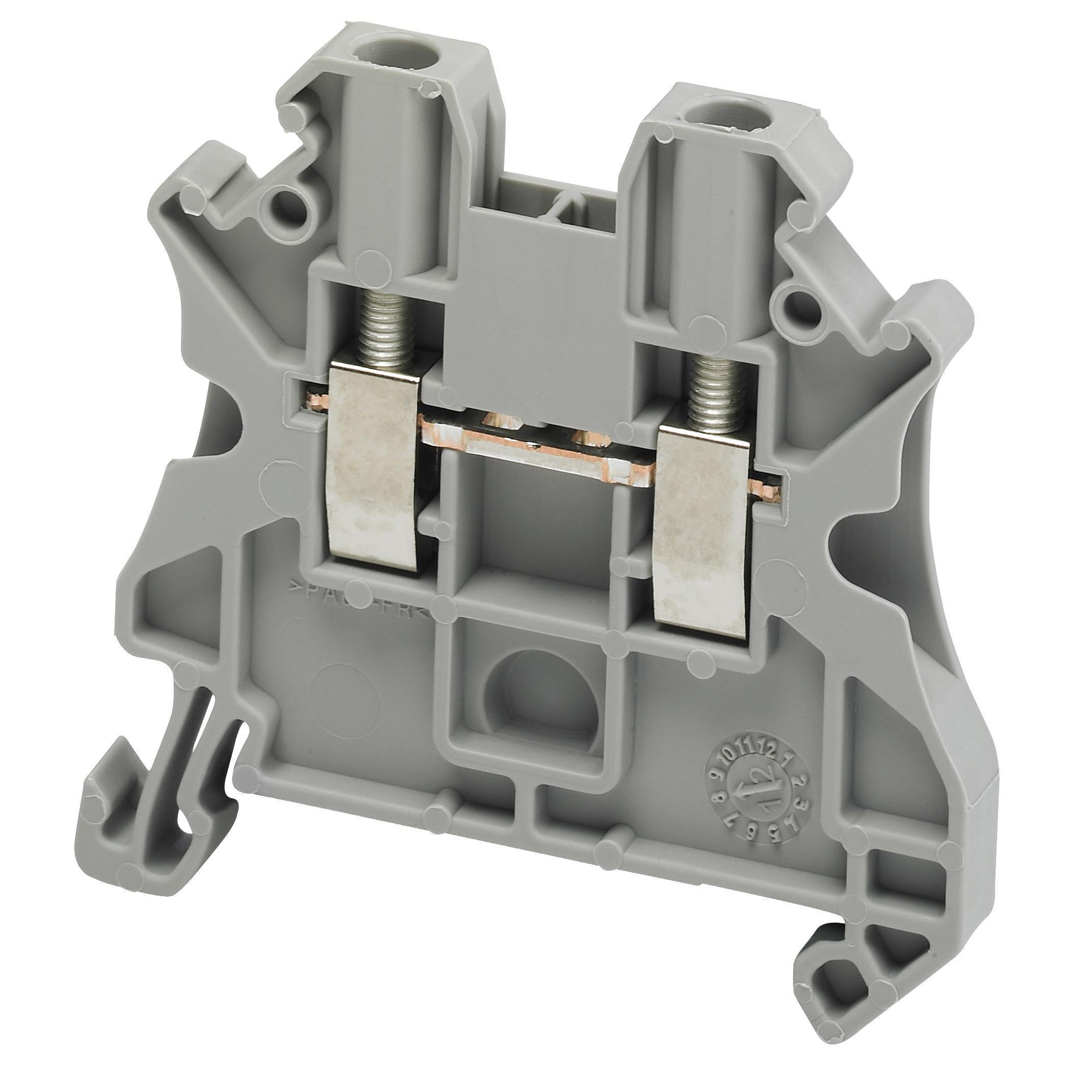 Schneider Electric Linergy™ NSYTRV22 TRV Feed Through Terminal Block, 600/690/1000 V AC, 24 A, 26 to 12 AWG Wire, 1 Poles, DIN Rail Mount