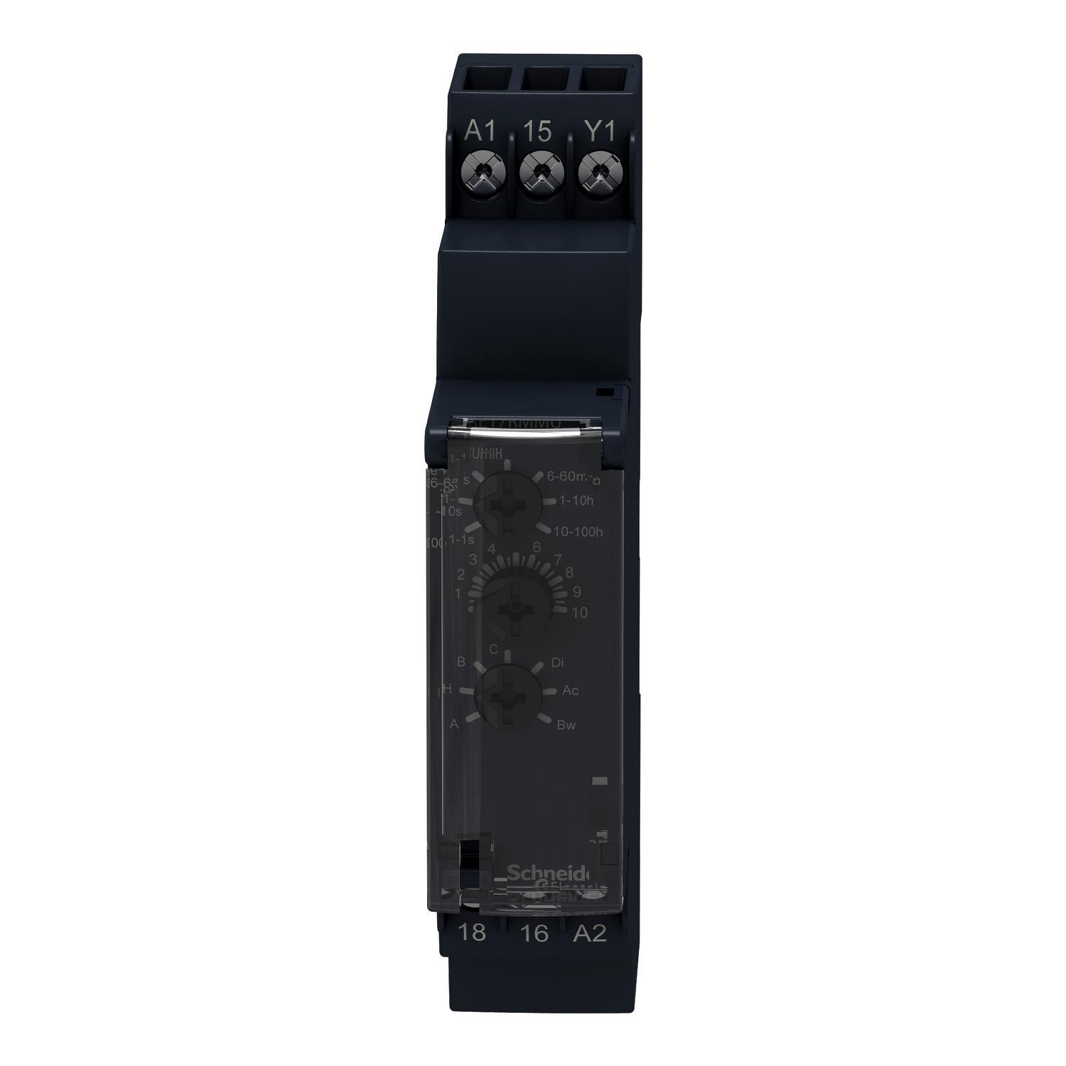 Schneider Electric Square D™ Zelio™ RE17RMMU Modular Timing Relay, 1 s to 100 hr Setting, 24 to 240 V AC/24 V DC, 1CO 1 Form C SPDT Contact
