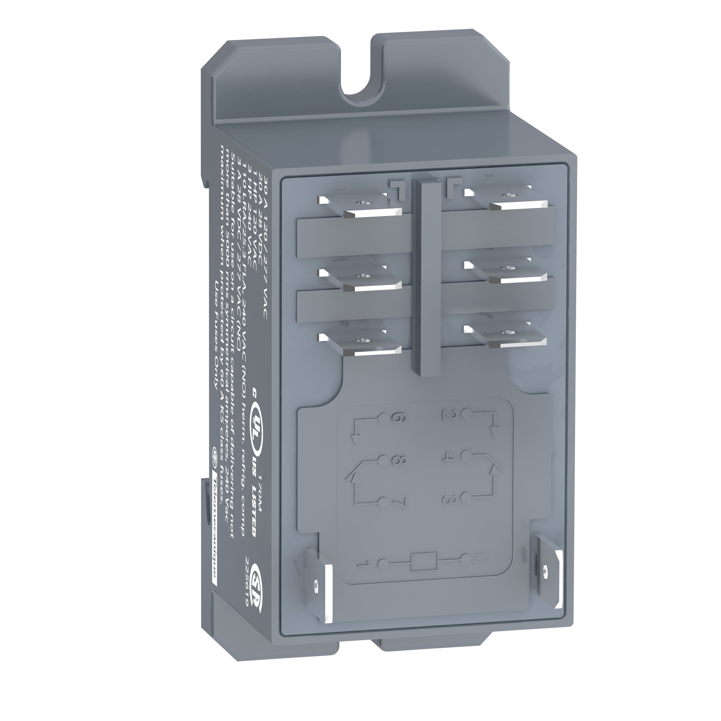 Schneider Electric Zelio™ RPF2BB7 Power Relay, 30 A, 1NO-1NC 1 Form A/1 Form B DPDT Contact, 24 V AC V Coil