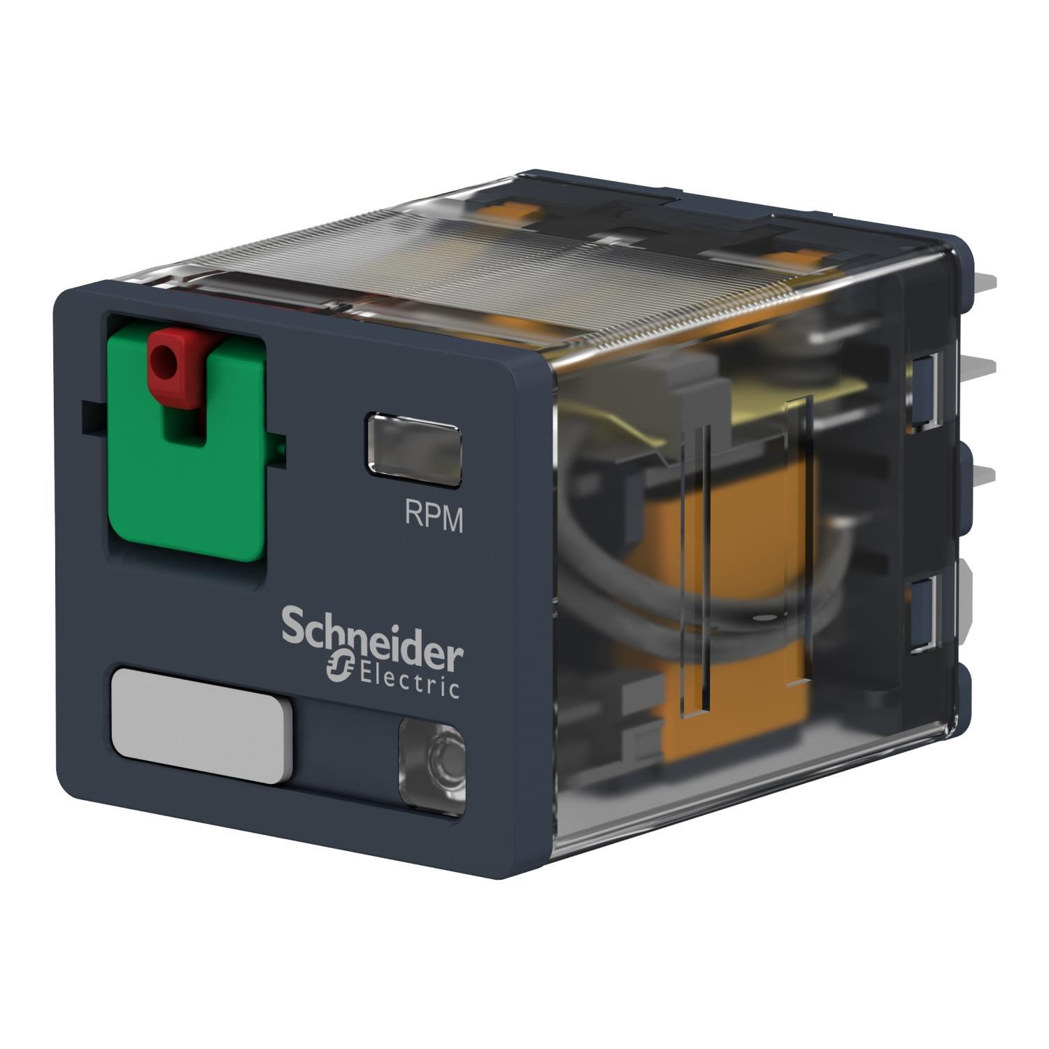 Schneider Electric Square D™ Zelio™ RPM32P7 RPM Series Power Plug-In Relay With Test Button and Lock-Down Door, 15 A, 3CO 3 Form C 3PDT Contact, 230 V AC V Coil