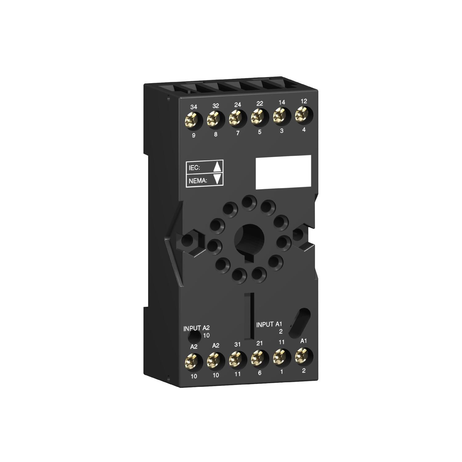 Schneider Electric Square D™ Zelio™ RUZSC2M Relay Socket, 250 V AC, 5 to 12 A, For Use With RUM (2CO) Plug-In Relay, 8 Pin
