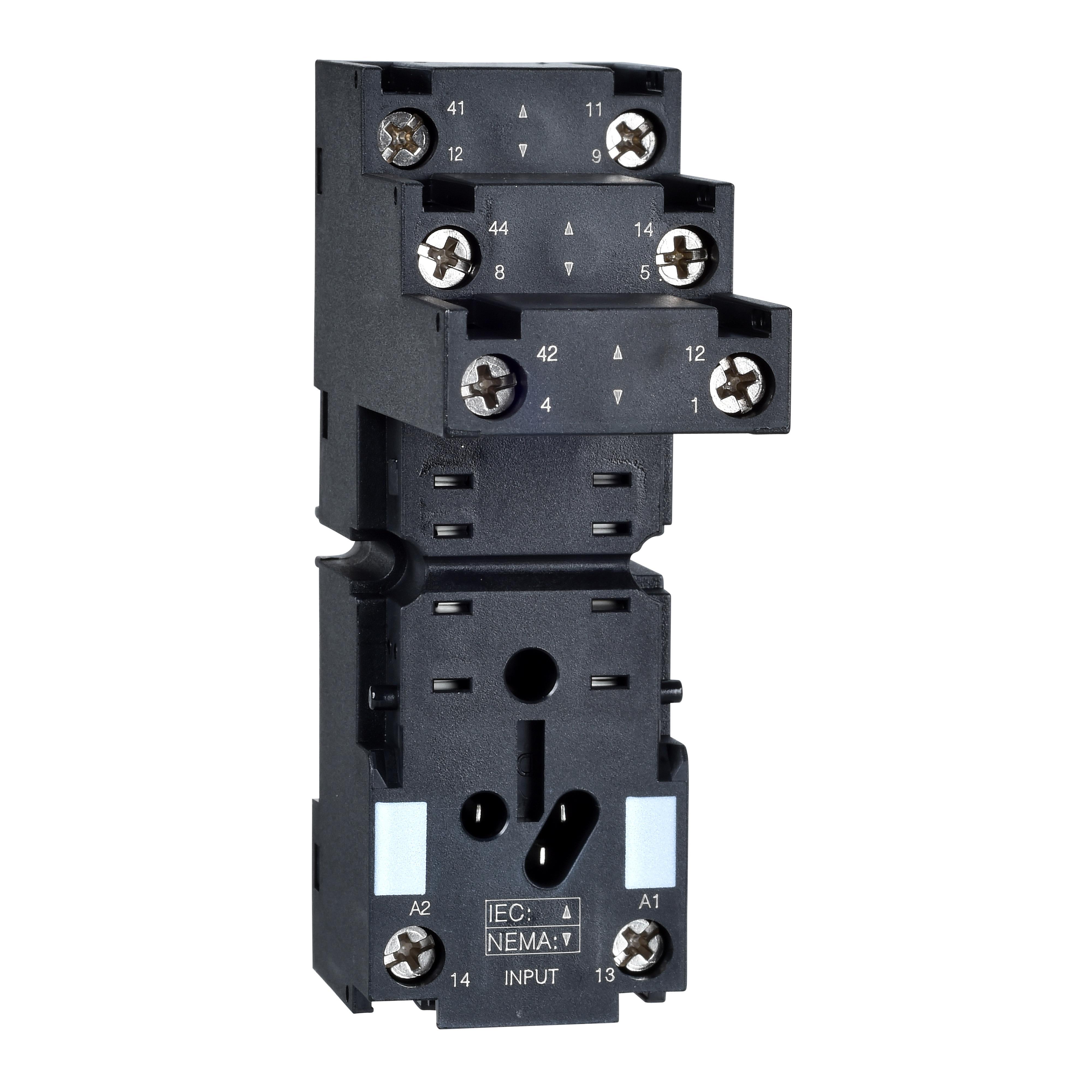 Schneider Electric Square D™ Zelio™ RXZE2S108M Relay Socket, 250 V AC, 5 to 12 A, For Use With RXM (2CO), RXM (4CO) Plug-In Relay, 8 Pin