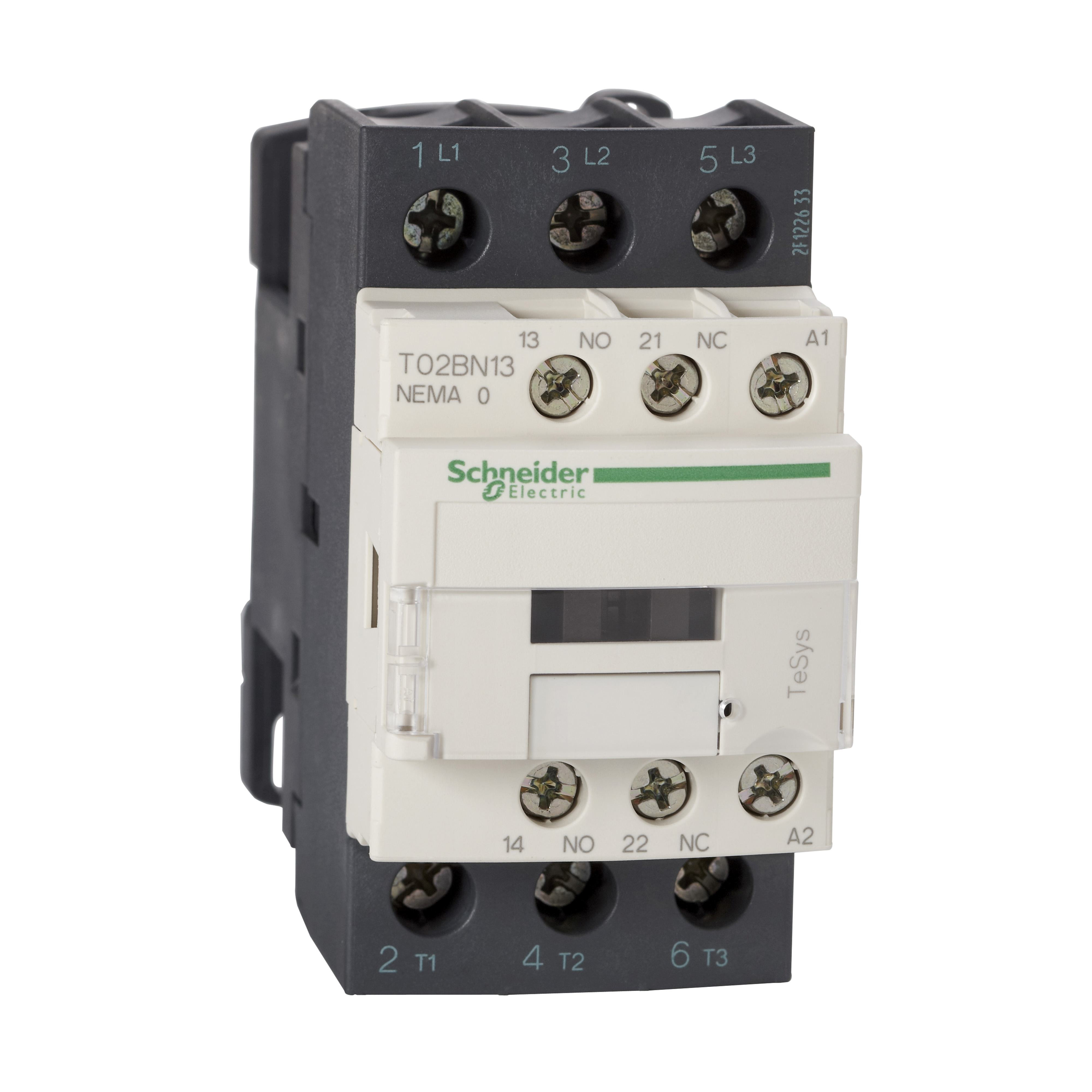 Schneider Electric Square D™ T02CN13G7 Non-Reversing Contactor, 120 V AC V Coil, 27 A, 1NO-1NC Contact, 3 Poles