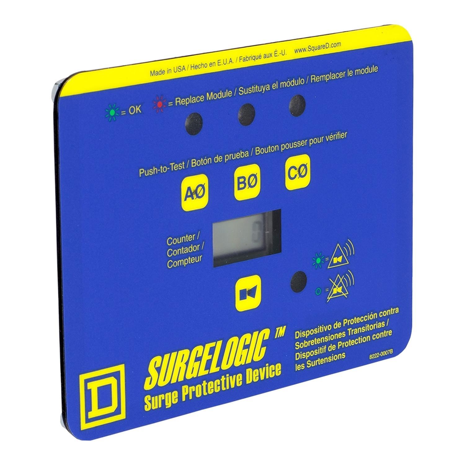Schneider Electric Square D™ TVS3DSPHIC 3-Phase Diagnostic Display Panel, For Use With Surgelogic™ TVS1 Series Surge Protective Device and I-Line™ Plug-On Unit