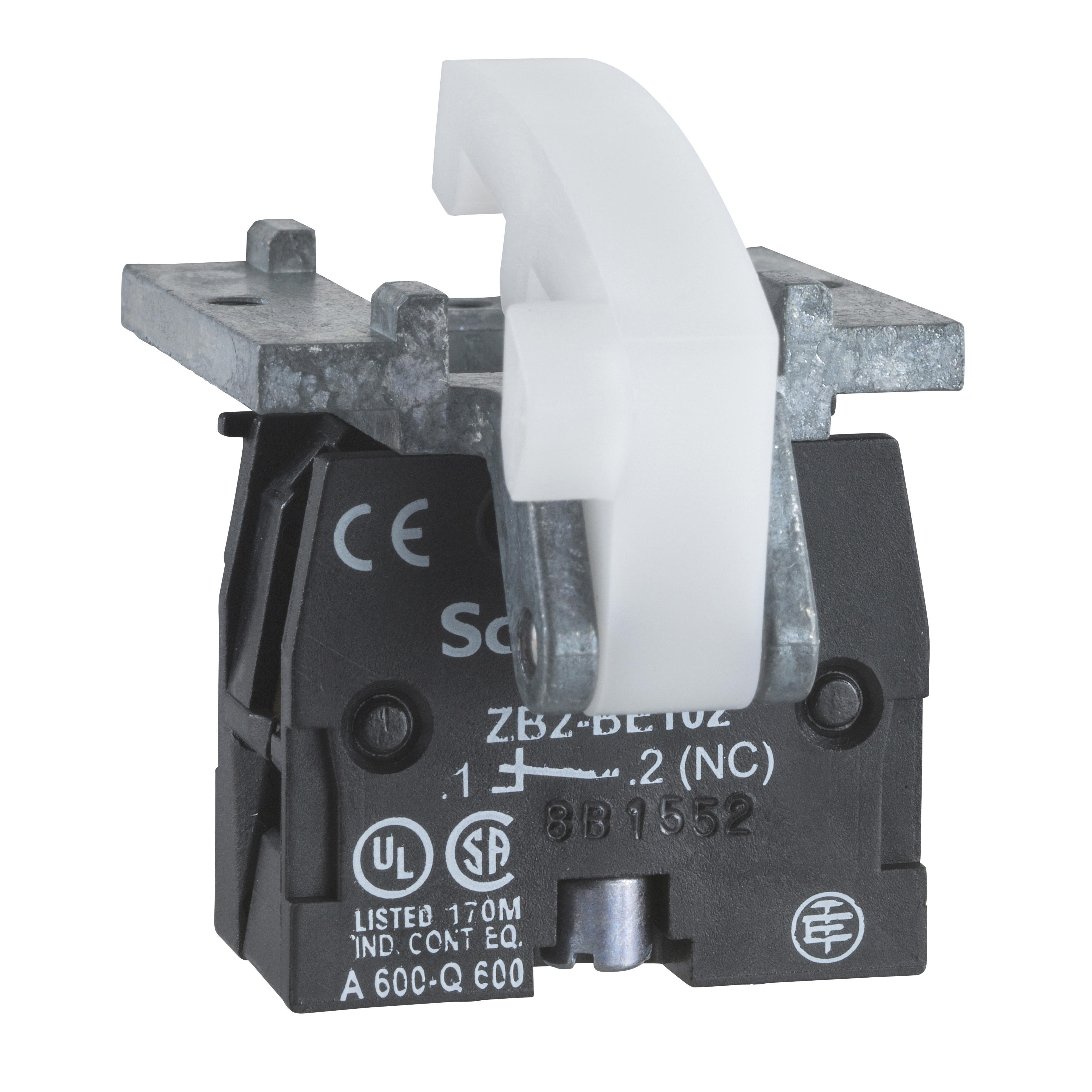 Schneider Electric Harmony™ Square D™ XACS101 Double Insulated Contact Block, 22 mm, 1NO Contact, 10 A at 600 V AC Contact