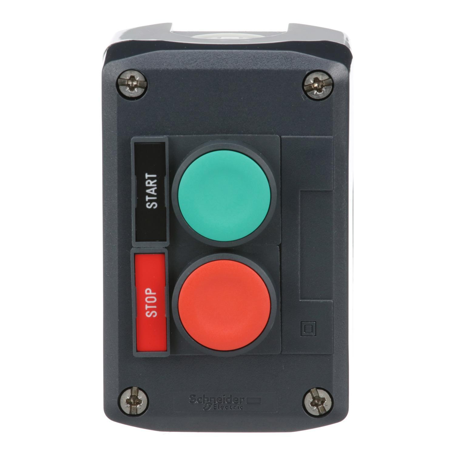 Schneider Electric Harmony™ XALD211H29H7 Slow Break Pushbutton Control Station, 600 V AC, 10 A, 1NO-1NC Contact, 2 Operators, 13/4X NEMA Rating