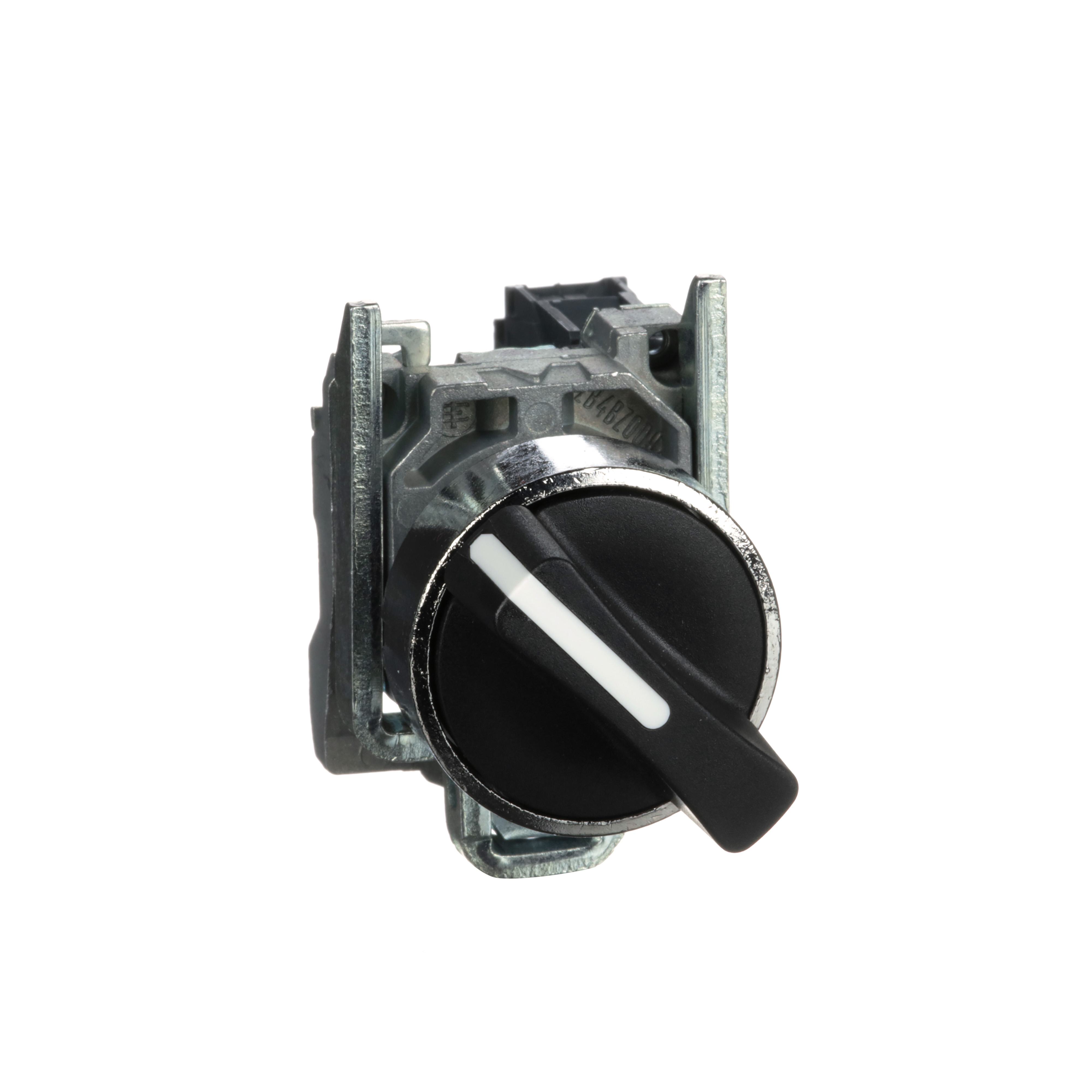 Schneider Electric Harmony™ Square D™ XB4BD21 Non-Illuminated Selector Switch, 22 mm, 1NO Contact, Slow Break Contact, Round Operator, Black