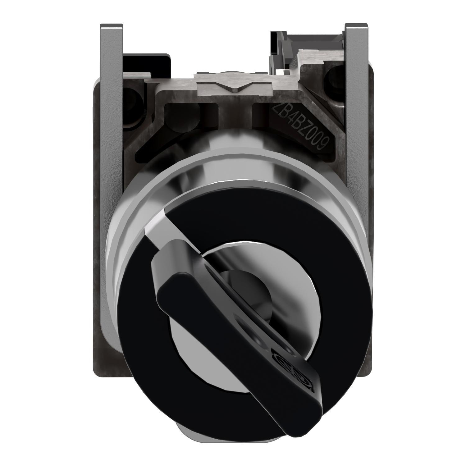 Schneider Electric Harmony™ Square D™ XB4BG21 Non-Illuminated Selector Switch, 22 mm, 1NO Contact, Keyed Operator, Black