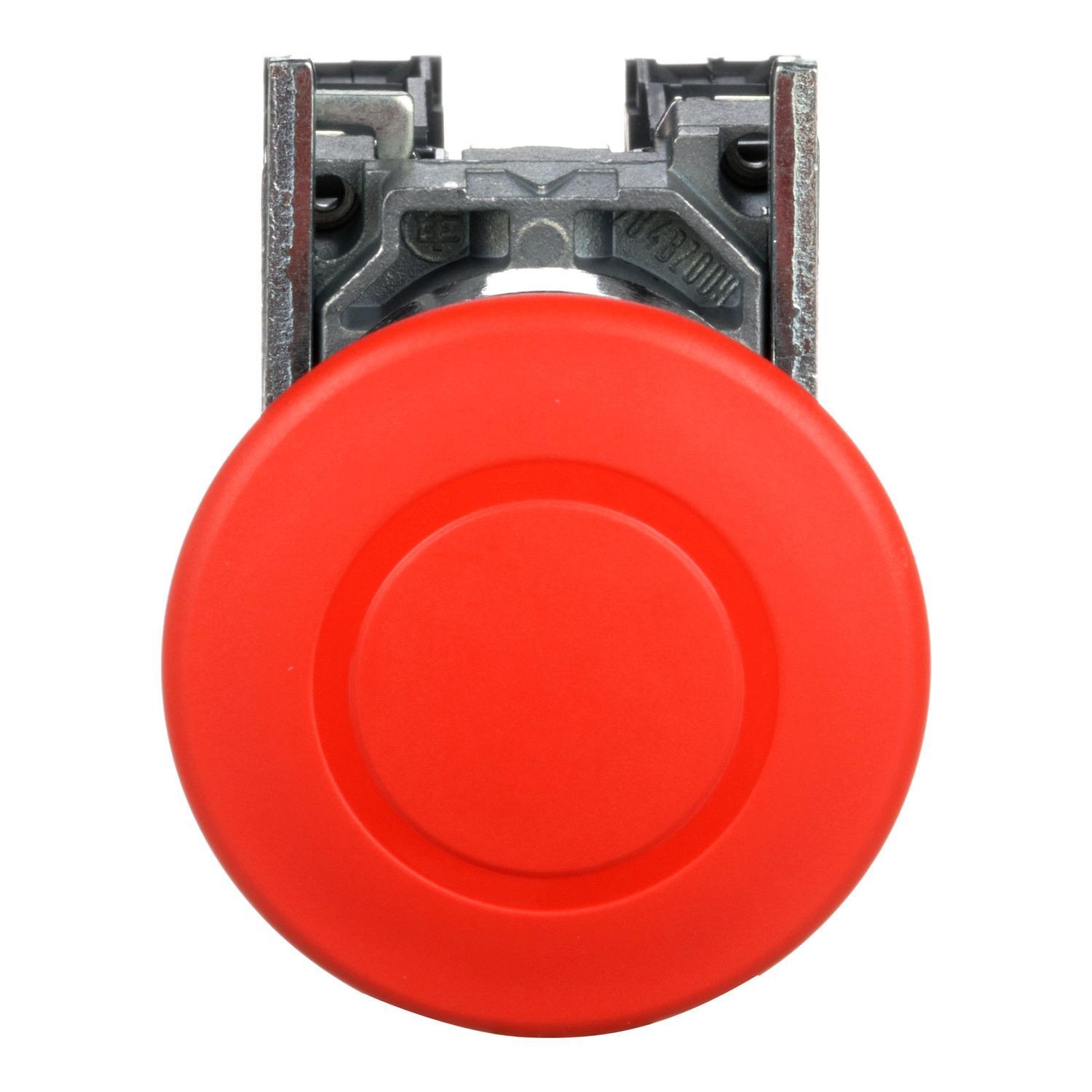 Schneider Electric Harmony™ Square D™ XB4BT845 Emergency Stop Non-Illuminated Switch, 22 mm, 1NO-1NC Contact, Slow Break Contact, Red