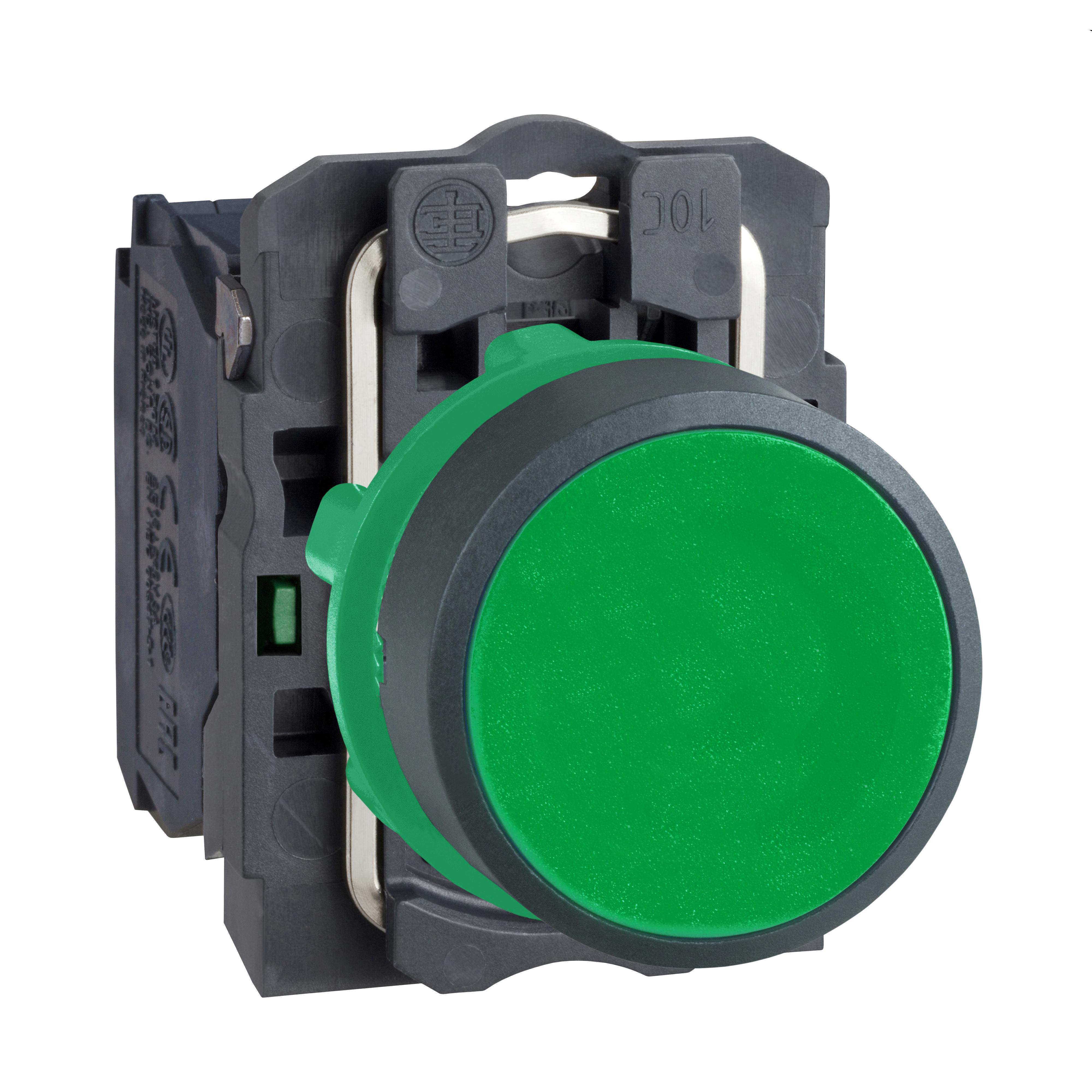 Schneider Electric XB5AA31 XB5 Green Non-Illuminated Pushbutton, 22 mm, 1NO Contact, Flush Operator, Green