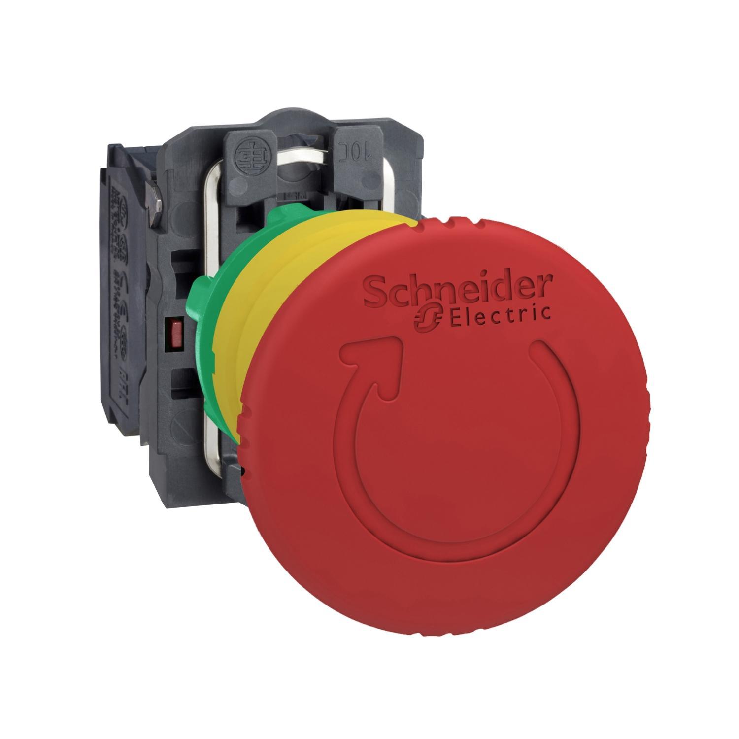 Schneider Electric Harmony™ Square D™ XB5AS8445 Non-Illuminated Pushbutton, 22 mm, 1NO-1NC Contact, Red