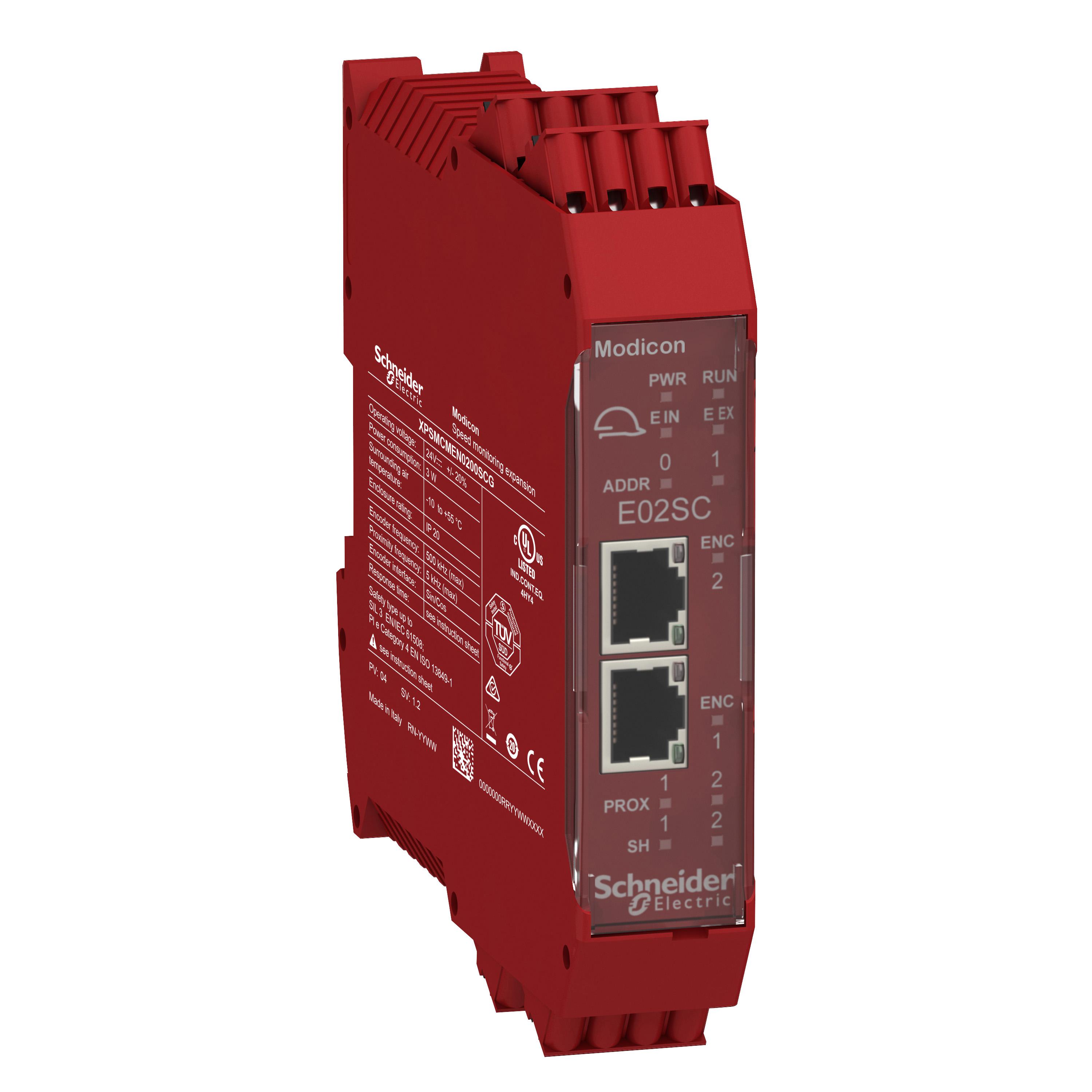 Schneider Electric XPSMCMEN0200SCG Discrete I/O Safe Speed Monitoring Module, 24 V DC