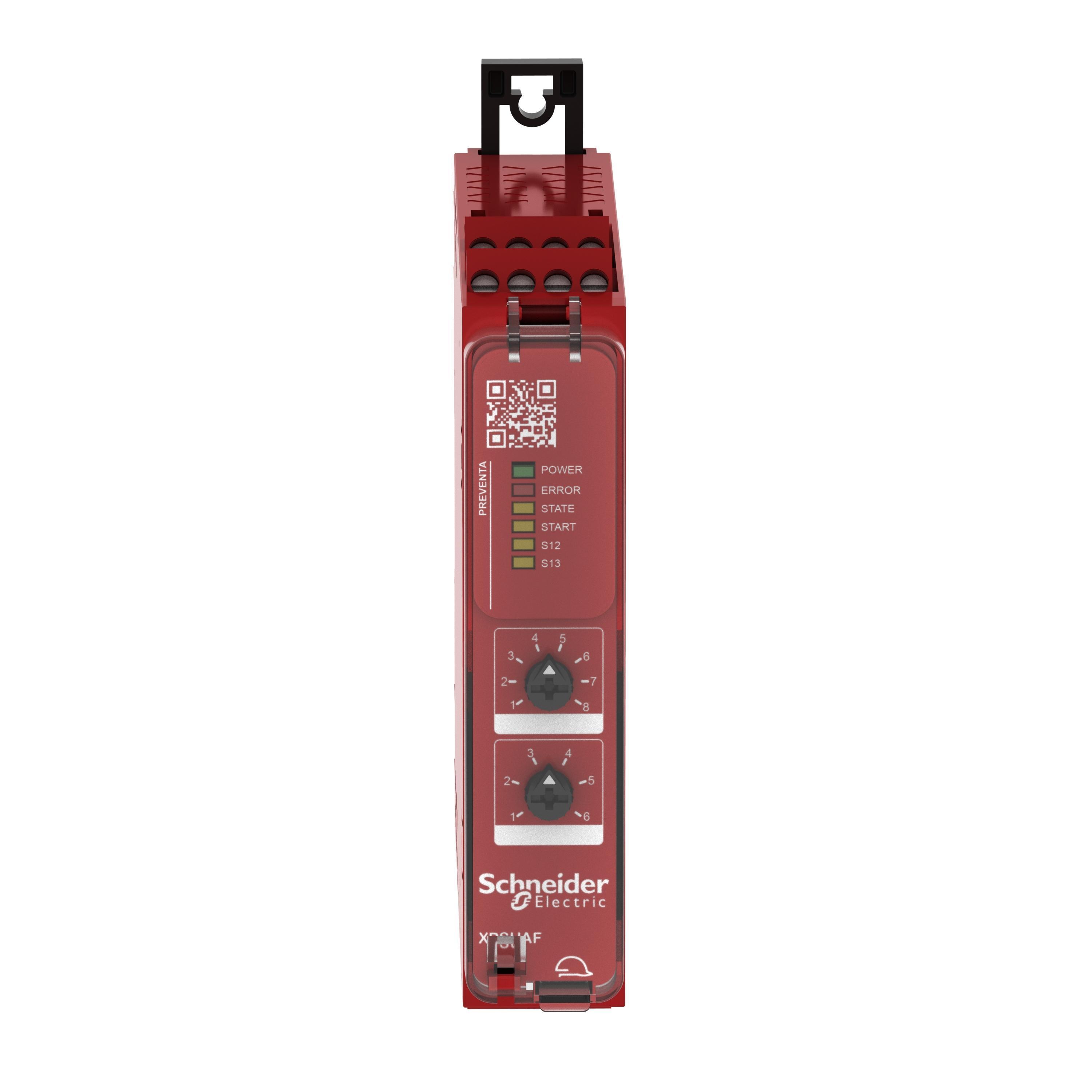 Schneider Electric Square D™ Preventa® XPSUAF13AP Safety Module, 0.89 in W x 4.61 in D x 4.3 in H, 24 V AC/DC, 8 A, 3NO-5NC Contact