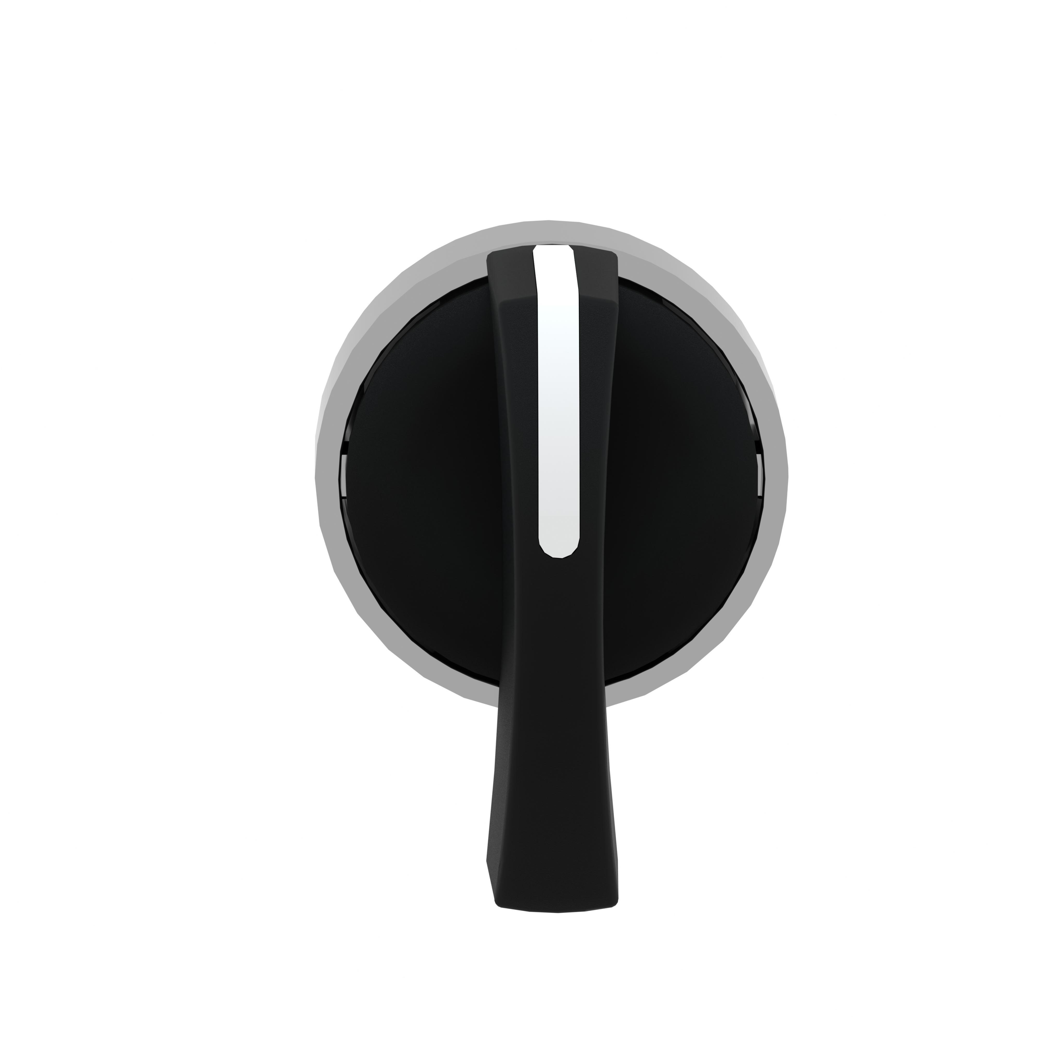 Schneider Electric Harmony™ ZB4BJ7 3-Position 45 deg Extended Momentary Non-Illuminated Non-Padlockable Standard Unmarked Selector Switch Head, 22 mm Dia, Round Shape, Metal, Black