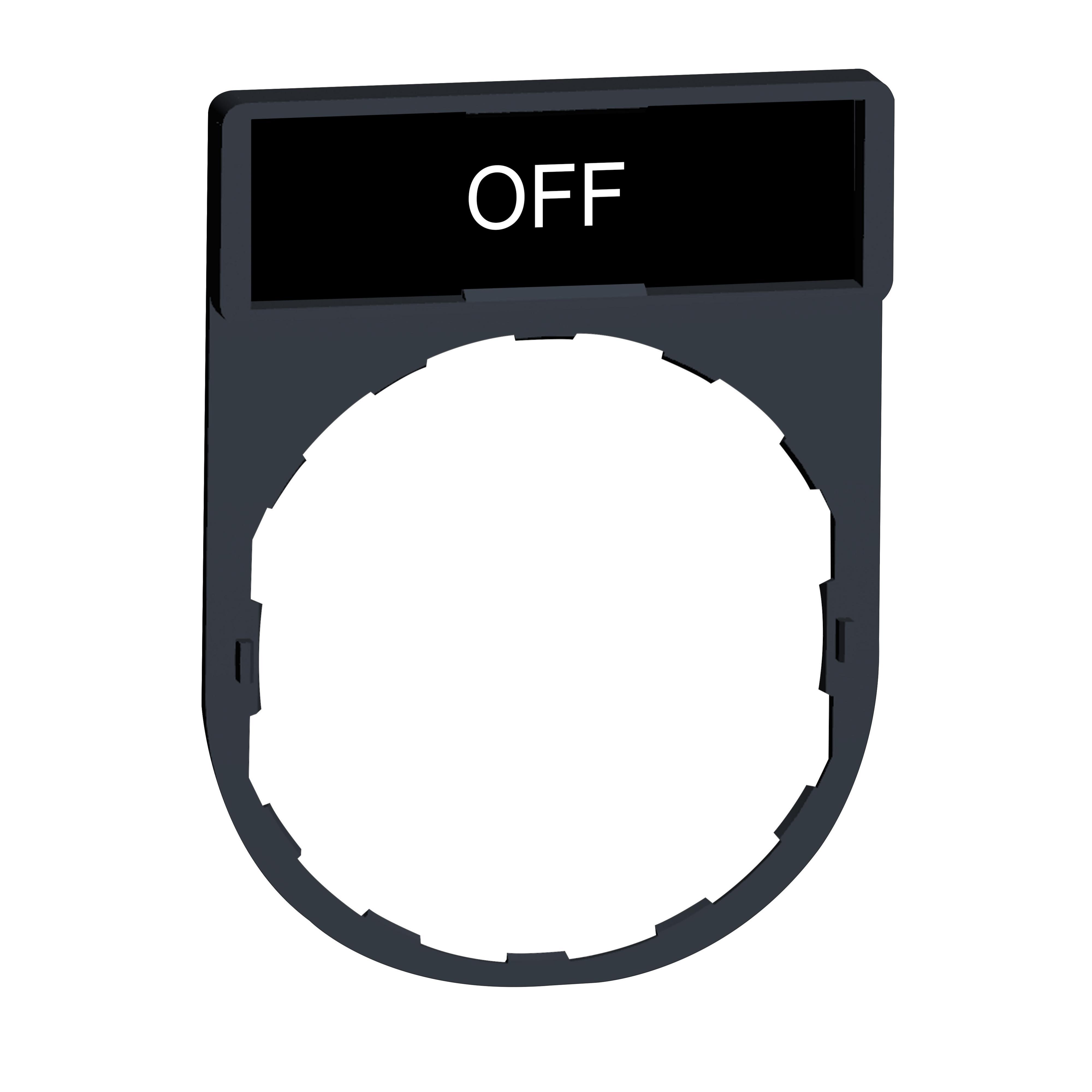 Schneider Electric Harmony™ Square D™ ZBY2312 Marked Standard Pushbutton Legend Plate, 40 mm H x 30 mm W, Plastic, Black/Red Field