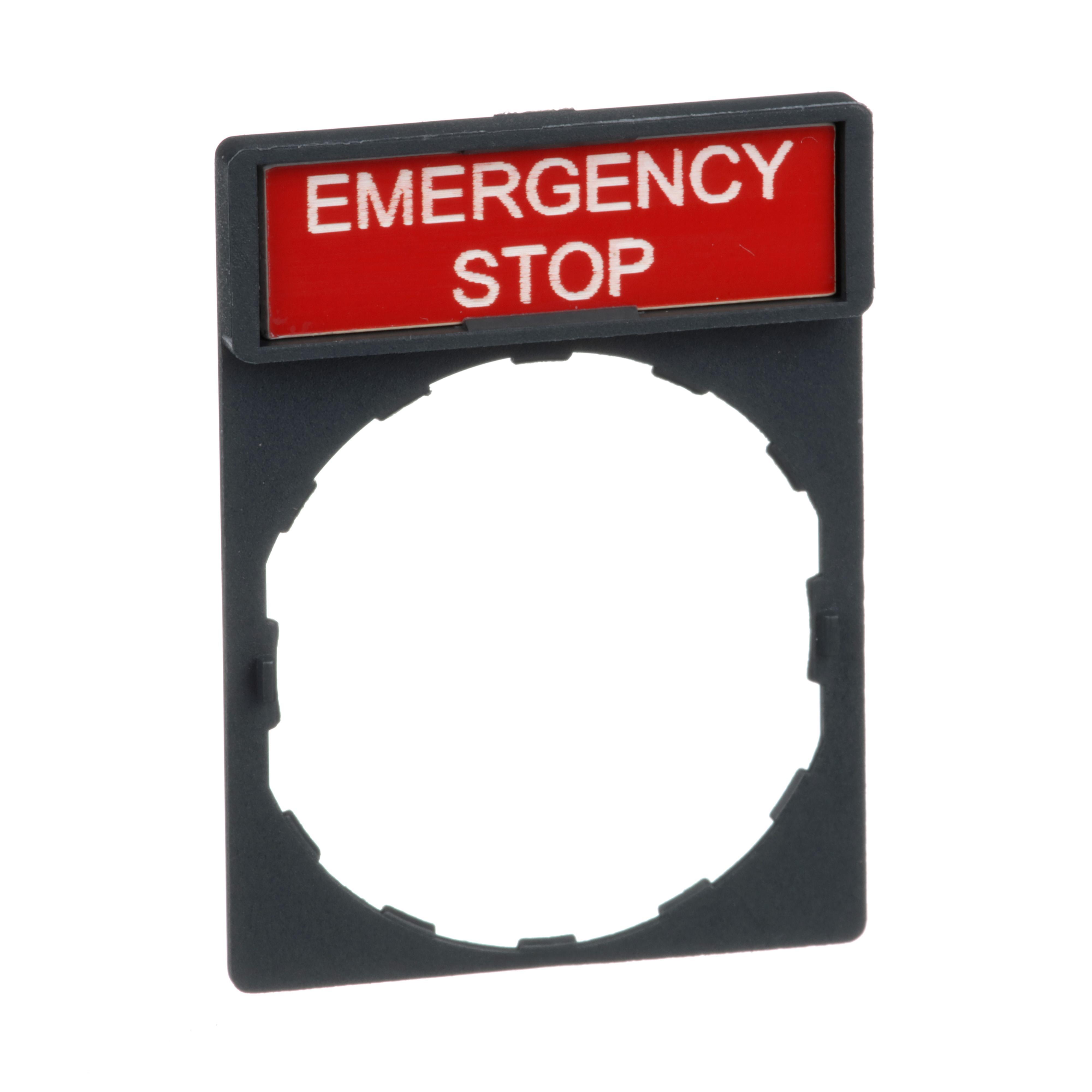 Schneider Electric Harmony™ Square D™ ZBY2330 Standard Pushbutton Legend Plate, 30 mm H x 40 mm W, Rectangular Plate, Plastic, Red Field