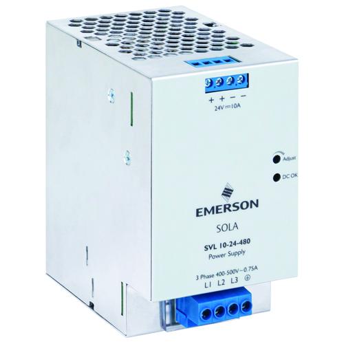 SolaHD SVL-10-24-480 3-Phase Power Supply, 600 V AC Input, 24 VDC Output, 240 W Power Rating, 10 A, DIN Rail Mount