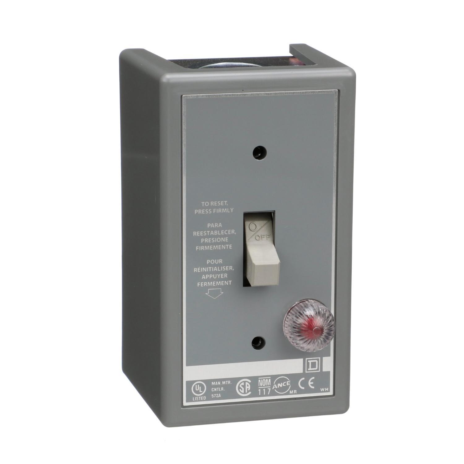 Square D™ 2510FG2P Type F Fractional Horsepower Non-Reversing Standard Single Unit Manual Starter, 2 Poles, NEMA 1 Enclosure