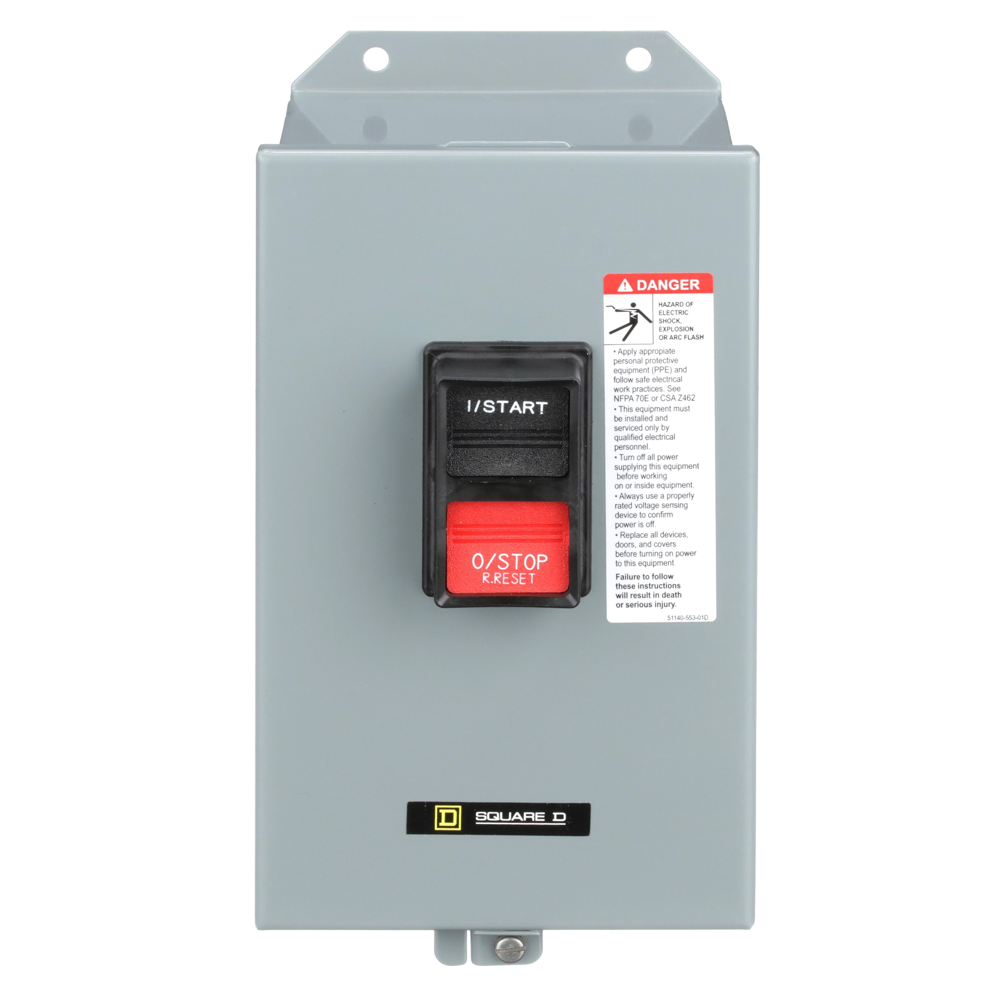 Square D™ 2510MBA2 Type M Integral Horsepower Non-Reversing Starter, 3 Poles, NEMA 12 Enclosure