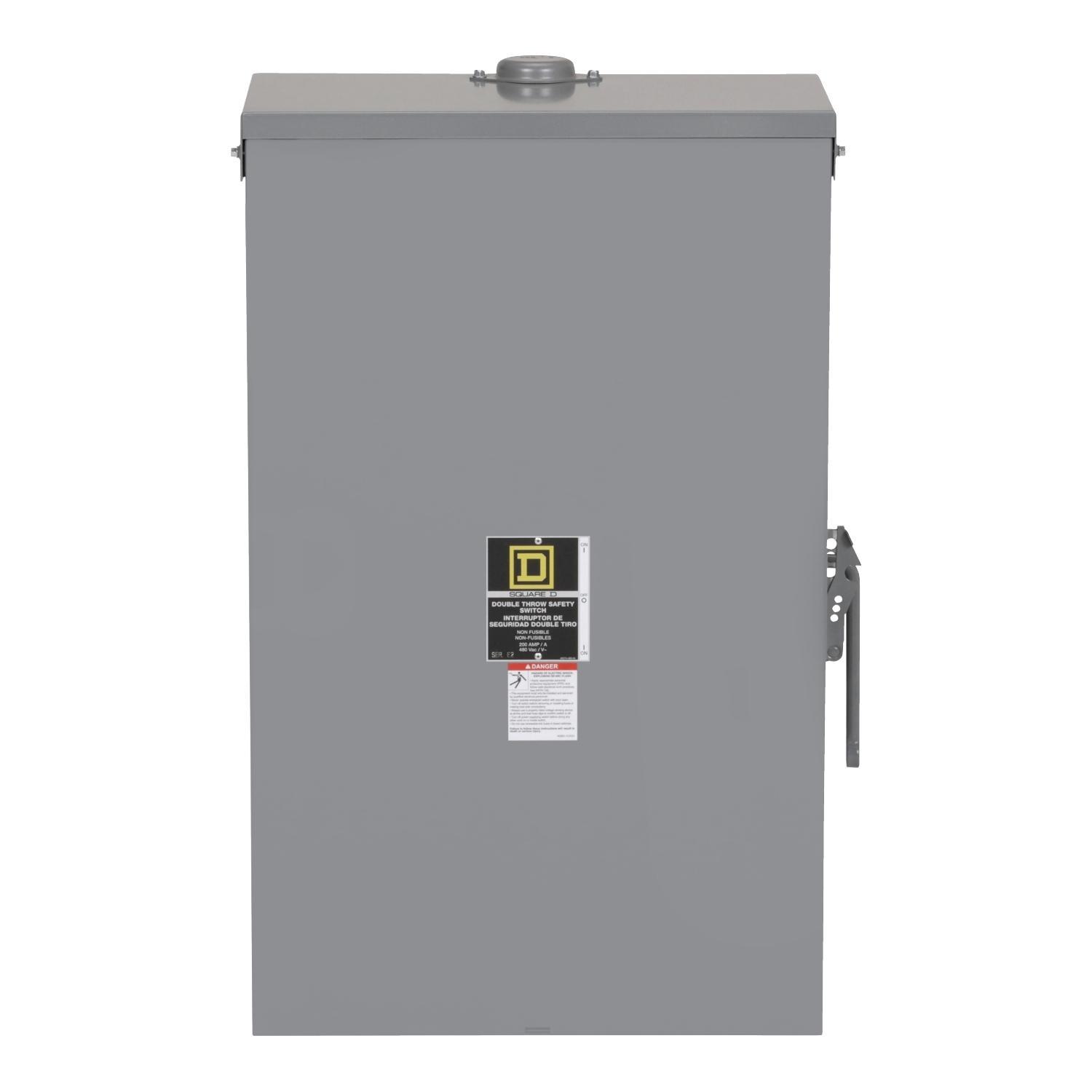 Square D™ 82344RB E1 Double Throw Non-Fusible Iceproof Rainproof Sleetproof Safety Switch, 480 V AC/250 V DC, 200 A, 3 Form C 3PDT Contact, 3 Poles