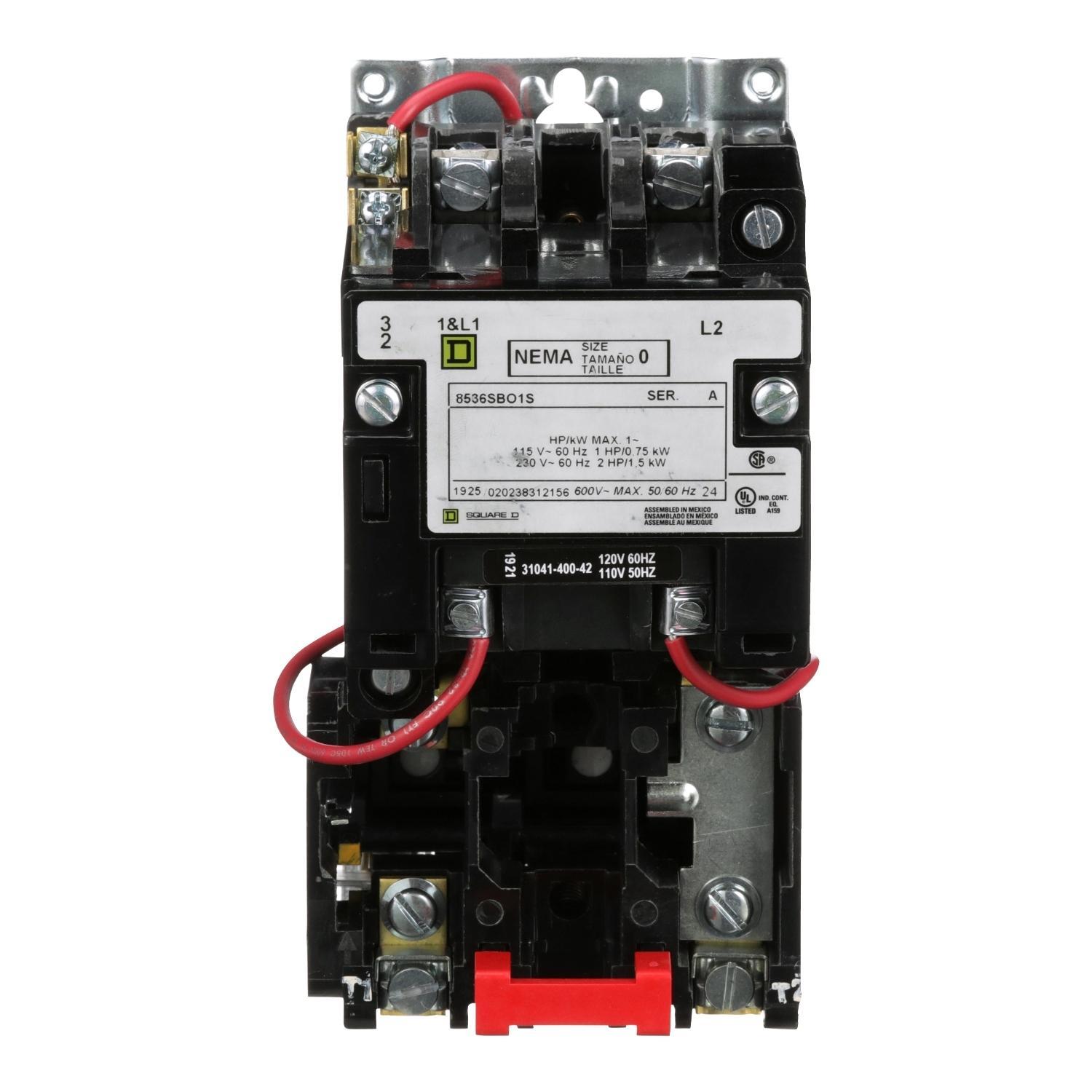Square D™ 8536SBO1V02S Type S Starter, 110/120 V AC V Coil, Non-Reversing Action, 2 Poles, Open Enclosure