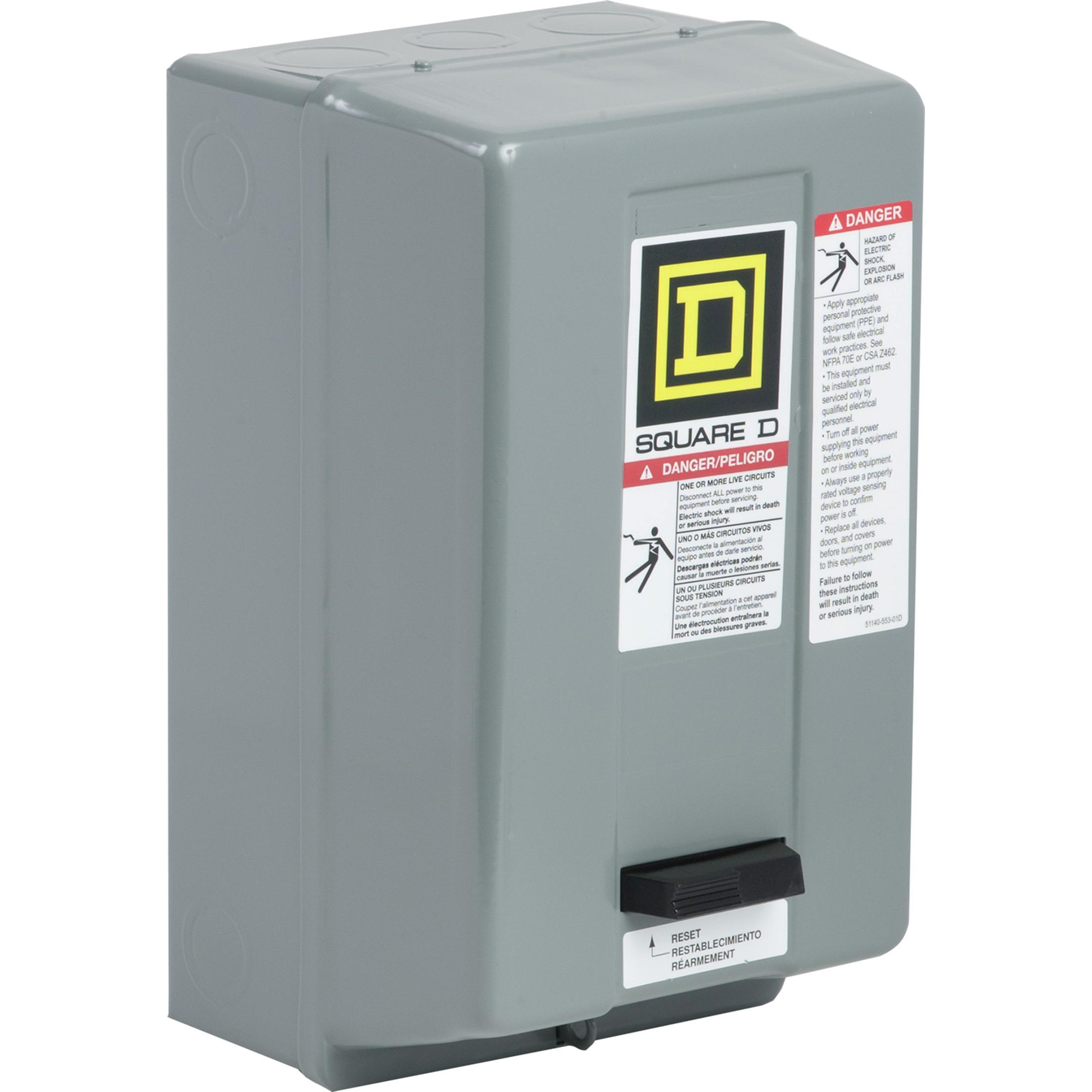 Square D™ 8536SCG2V03 Type S Starter, 220/240 VAC V Coil, Non-Reversing Action, 2 Poles, NEMA 1 Enclosure