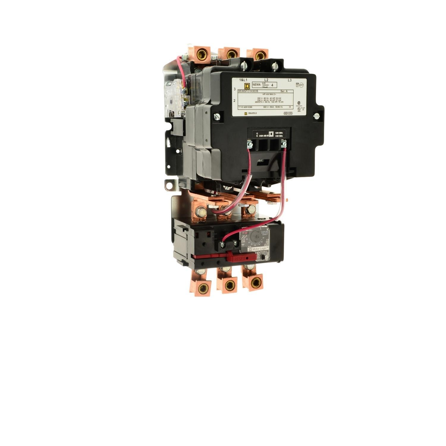 Square D™ 8536SFG1V02S Type S Starter, 110/120 VAC V Coil, Non-Reversing Action, 3 Poles, NEMA 1 Enclosure