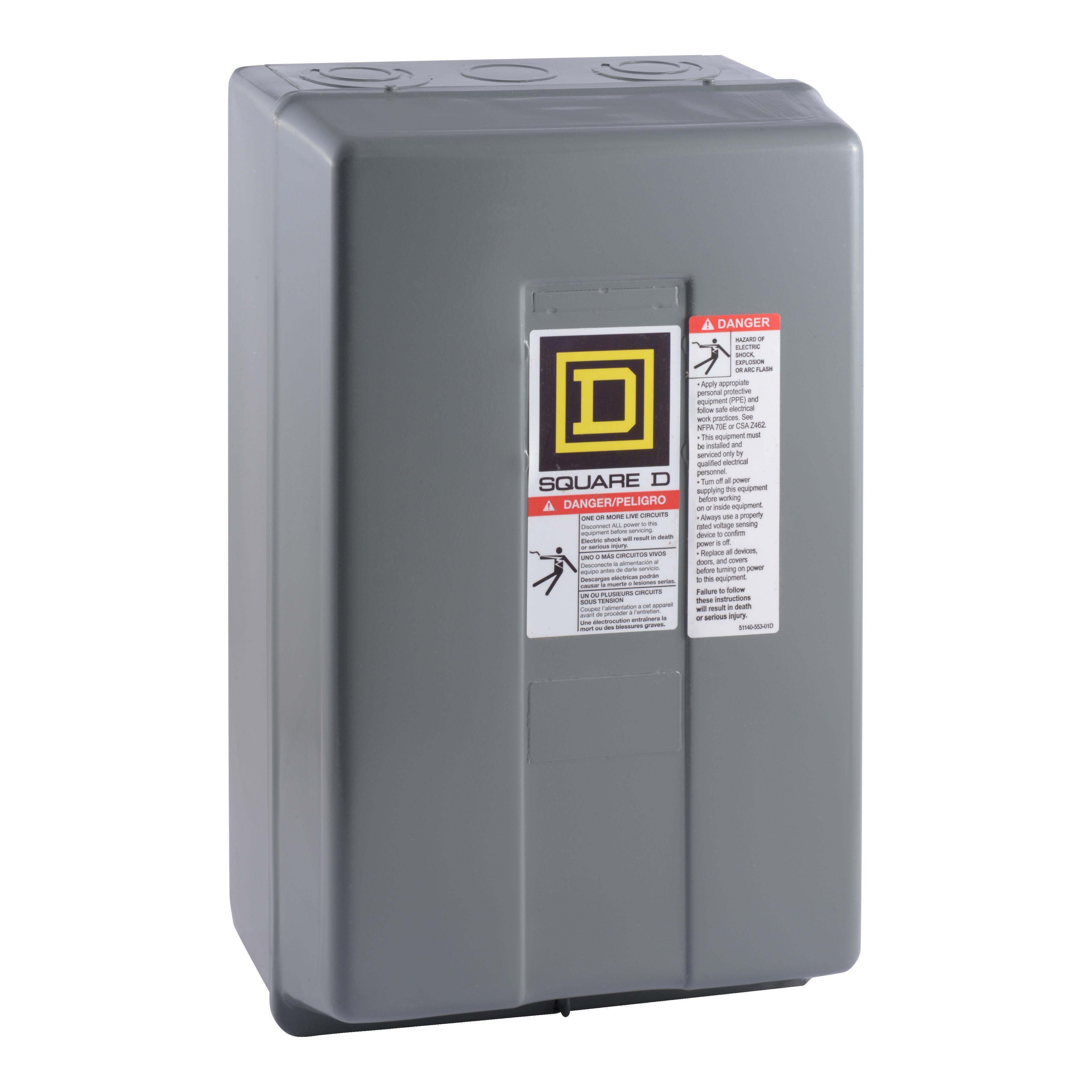 Square D™ 8903LG80V04 Type L Electrically Held Multi-Pole Lighting Contactor, 277 V AC V Coil, 30 A, 8NO Contact, 8 Poles